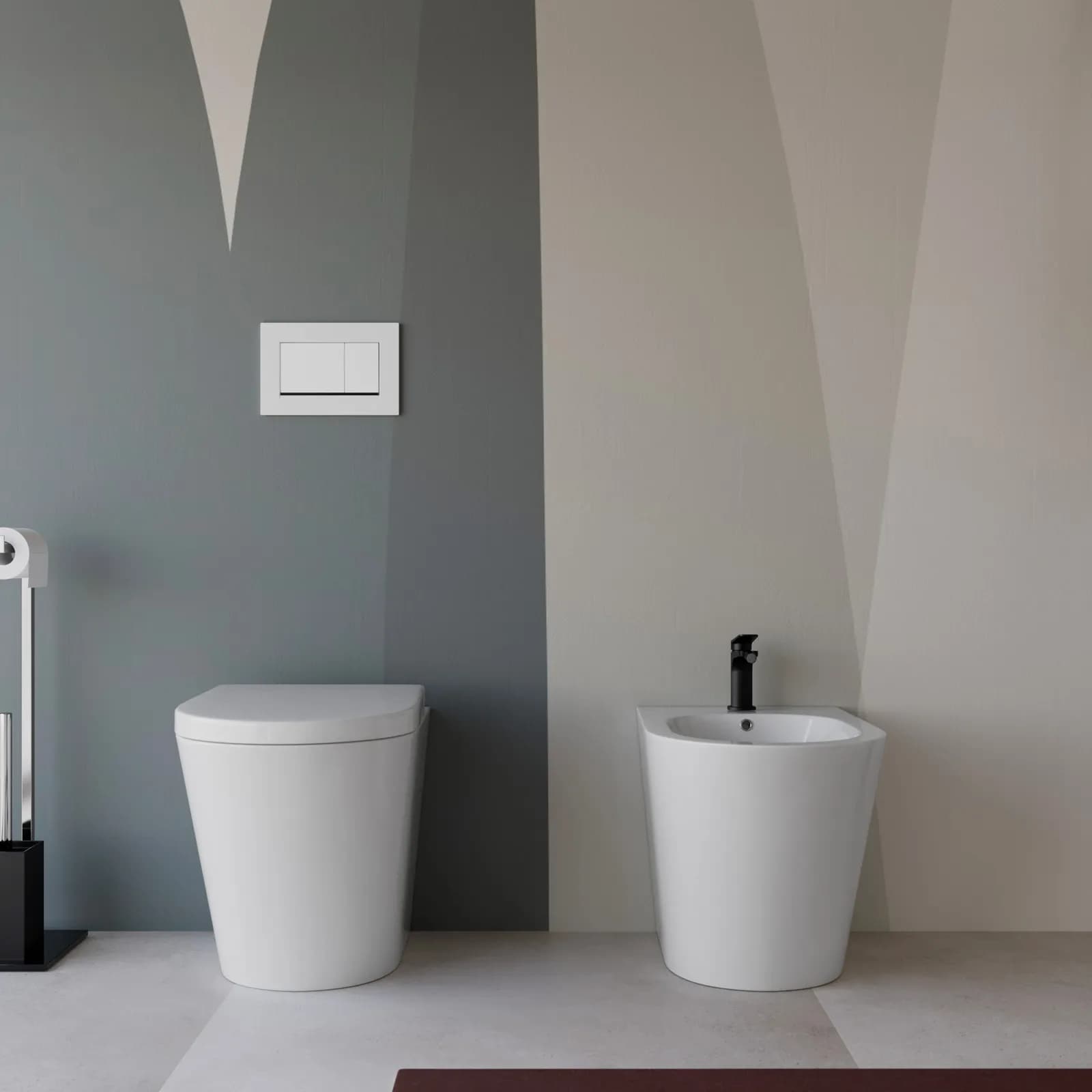 Sanitari filomuro con copriwc Soft-Close in ceramica bianco - Aura
