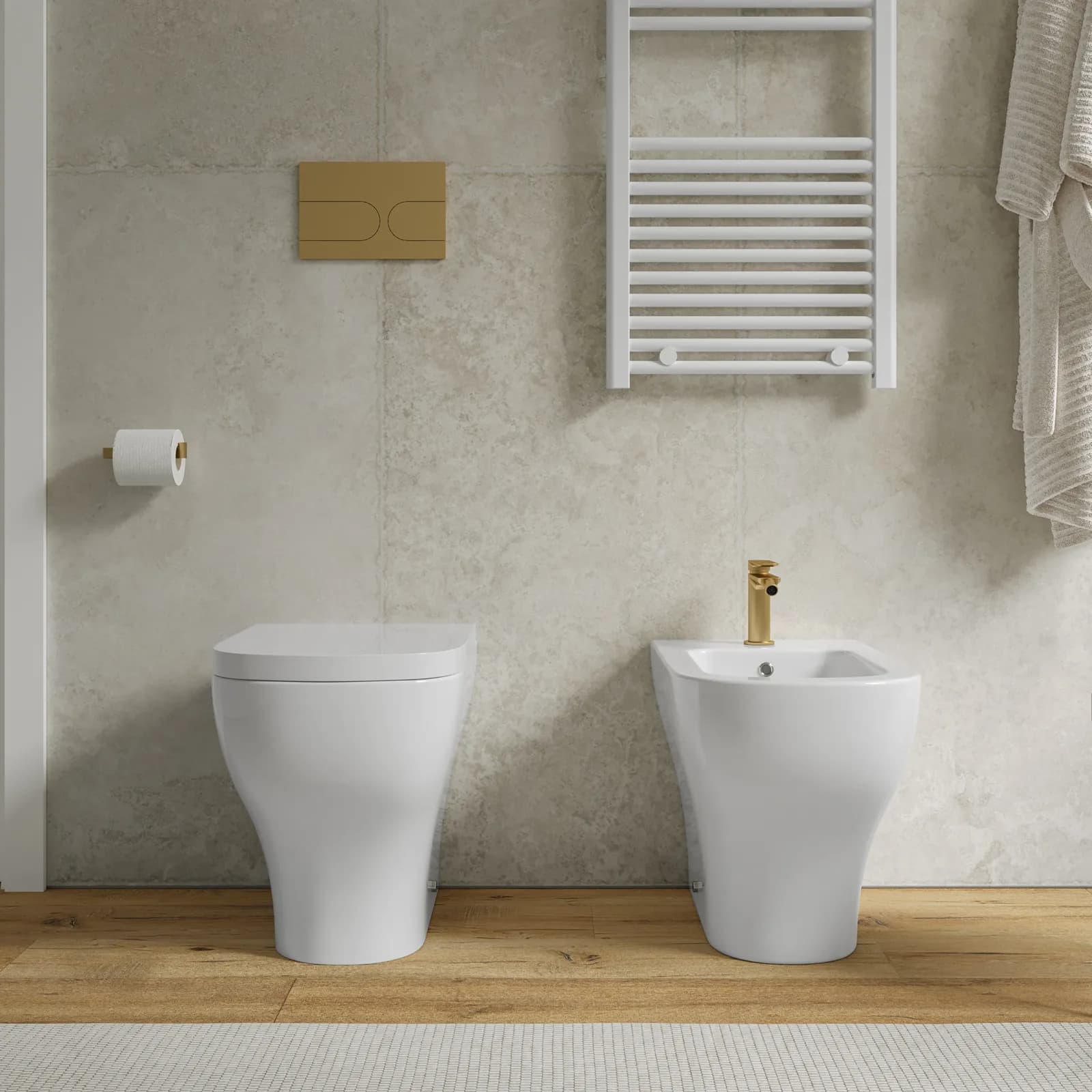 Sanitari filomuro con sedile softclose bianco lucido - Cassia di Sanitosco