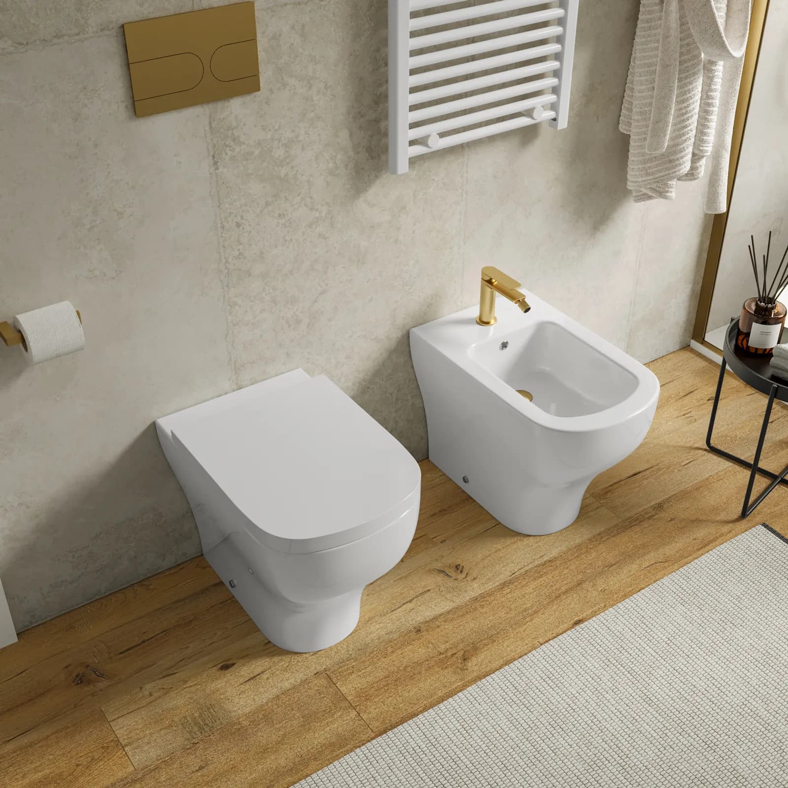 Sanitari filomuro con sedile softclose bianco lucido - Cassia di Sanitosco