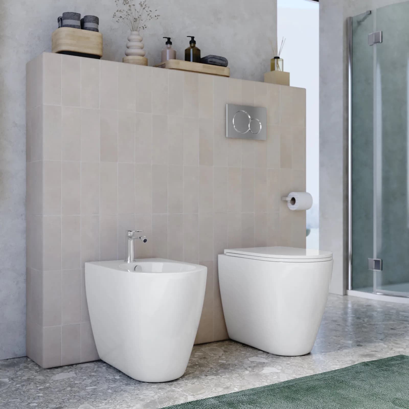 Sanitari filomuro in ceramica con sedile softclose e sgancio rapido - Palt