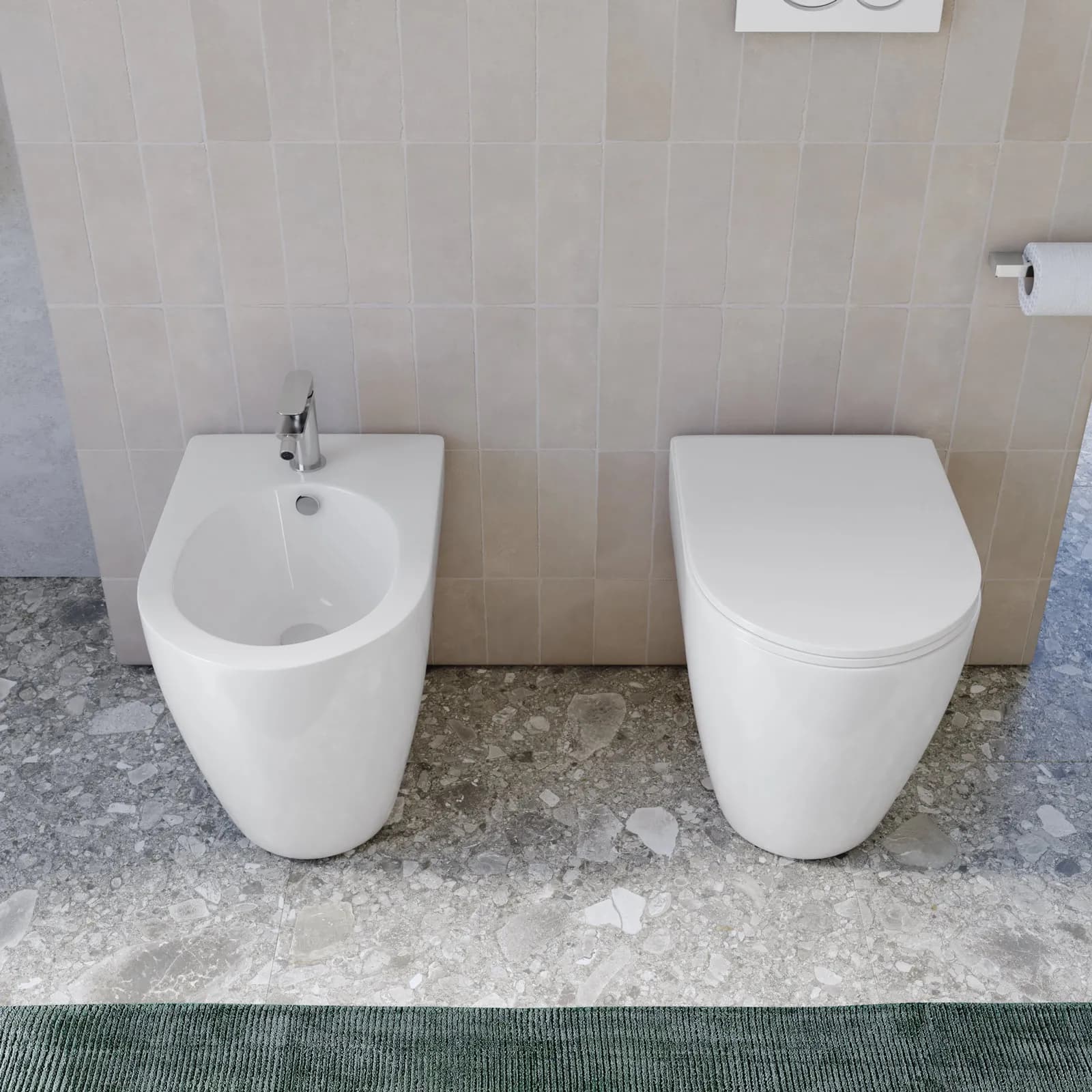 Sanitari filomuro in ceramica con sedile softclose e sgancio rapido - Palt