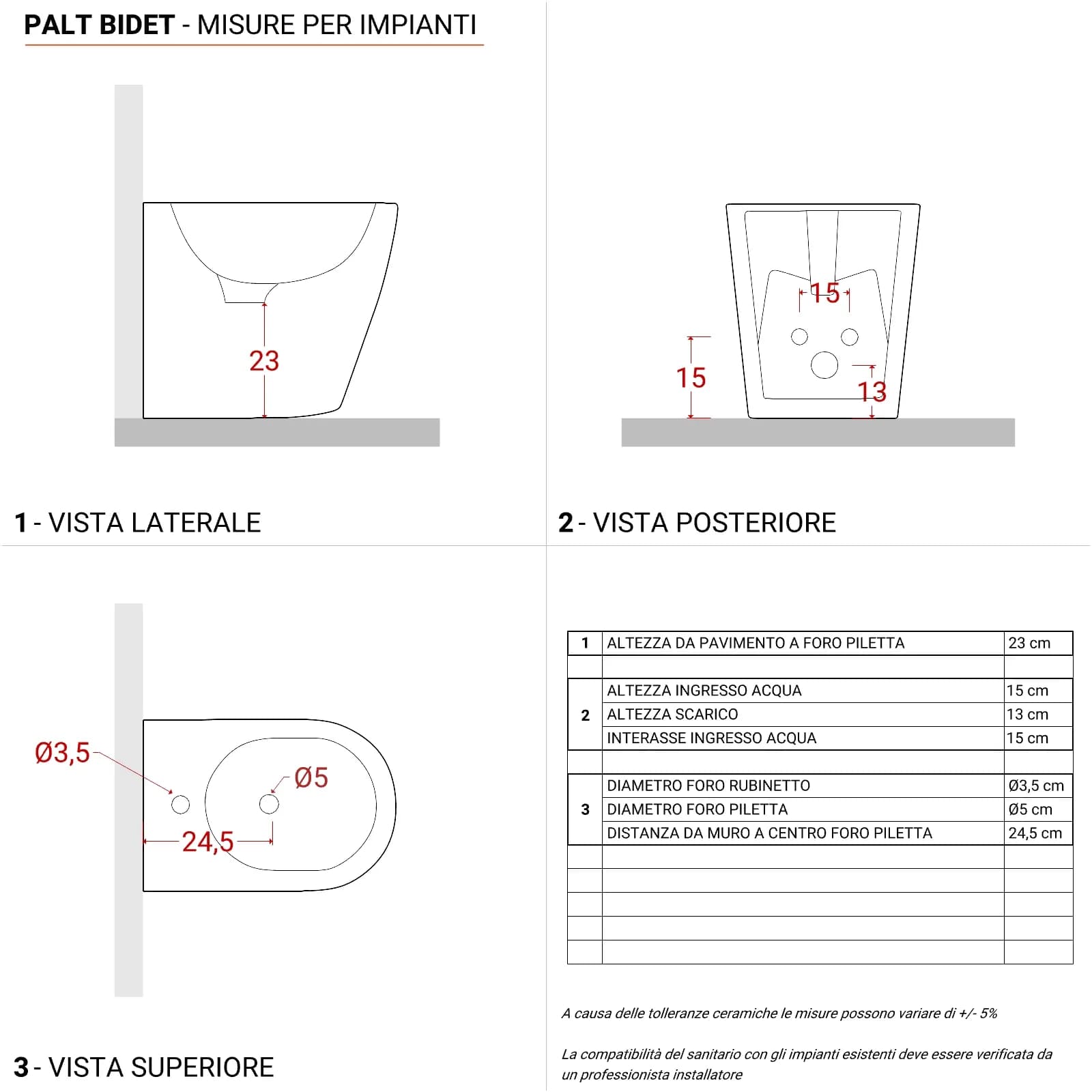 Sanitari filomuro in ceramica con sedile softclose e sgancio rapido - Palt