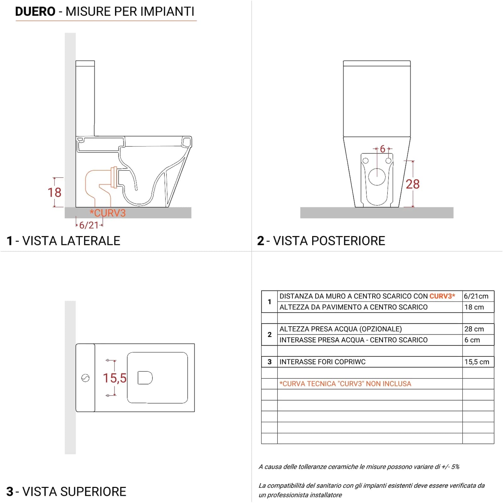Sanitari filomuro in ceramica con wc monoblocco rimless e copriwc softclose - Lena