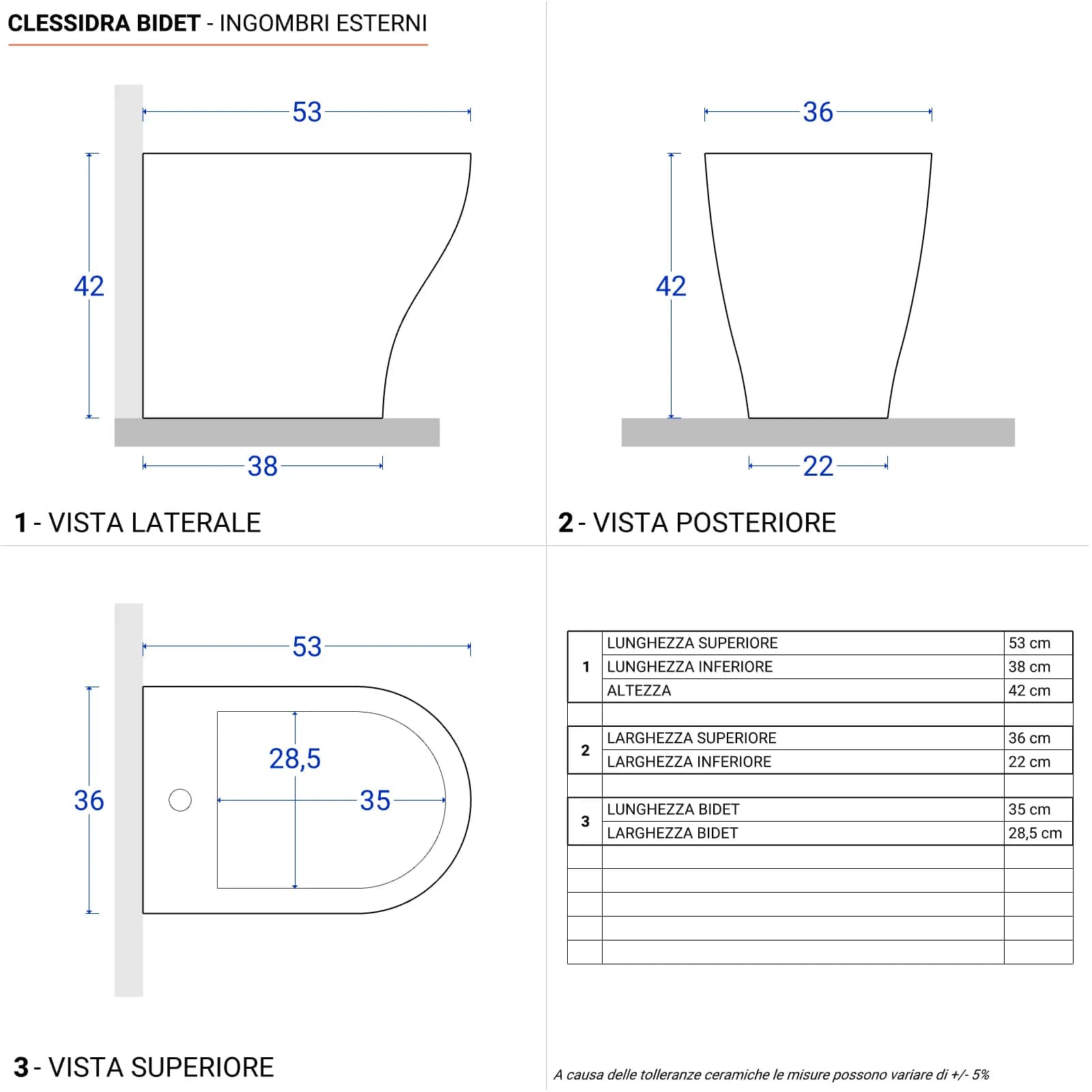 Sanitari filomuro con copriwc softclose con sgancio rapido - Clessidra