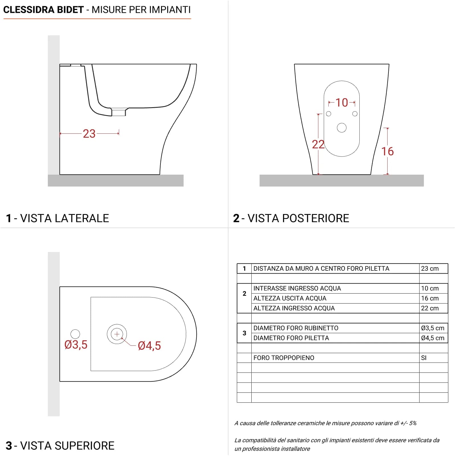 Sanitari filomuro con copriwc softclose con sgancio rapido - Clessidra