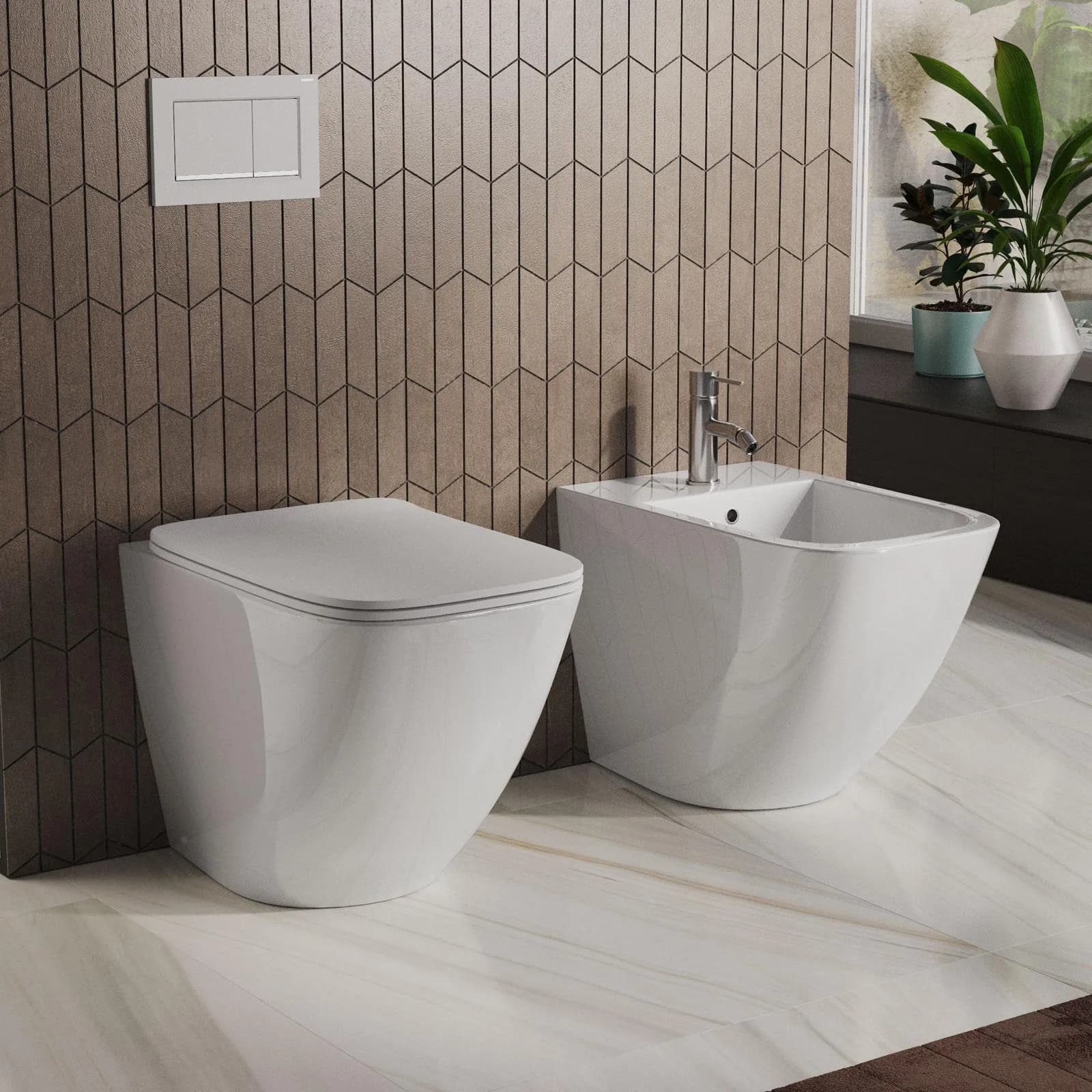 Sanitari filomuro rimless con sedile softclose e sgancio rapido - Turtle