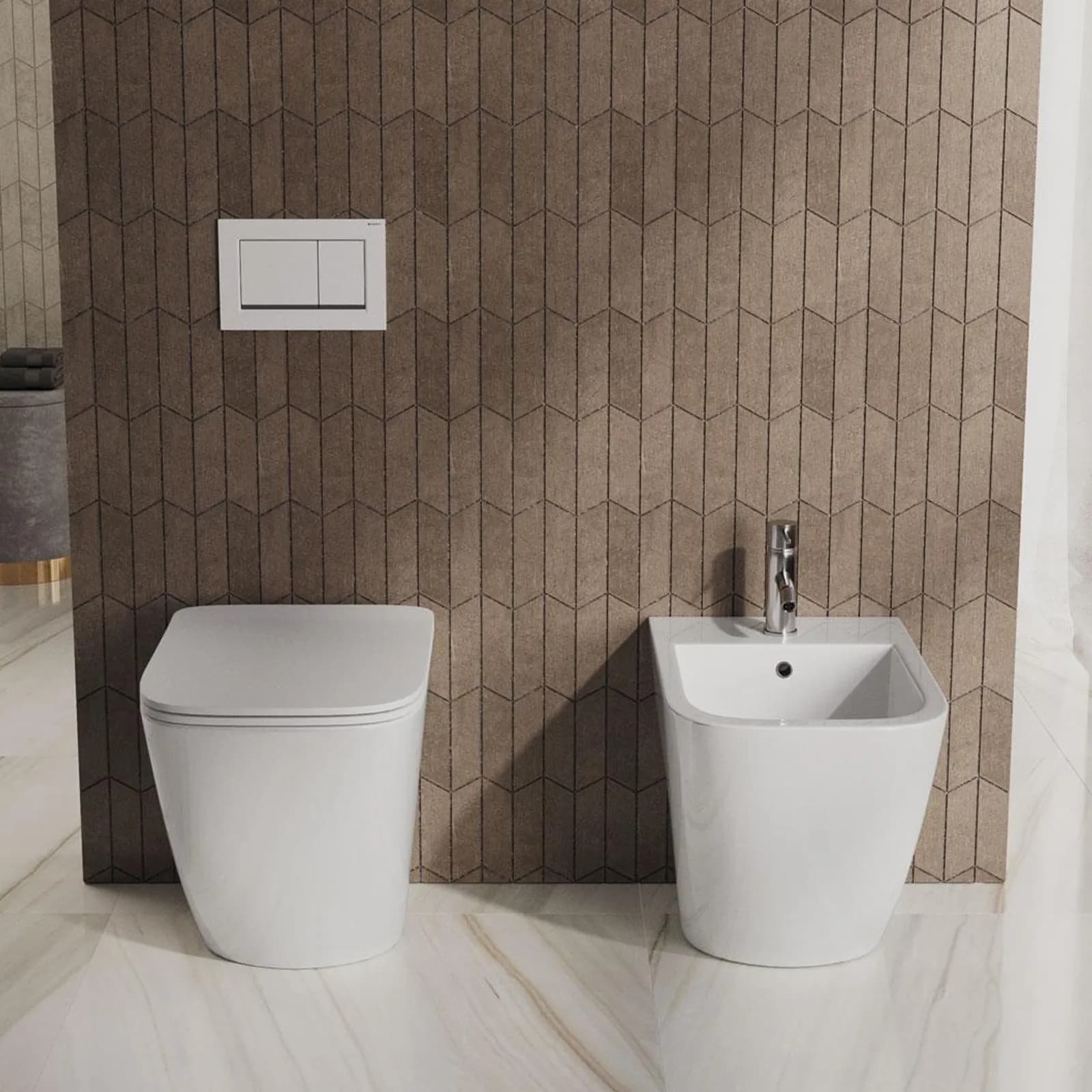 Sanitari filomuro rimless con sedile softclose e sgancio rapido - Turtle