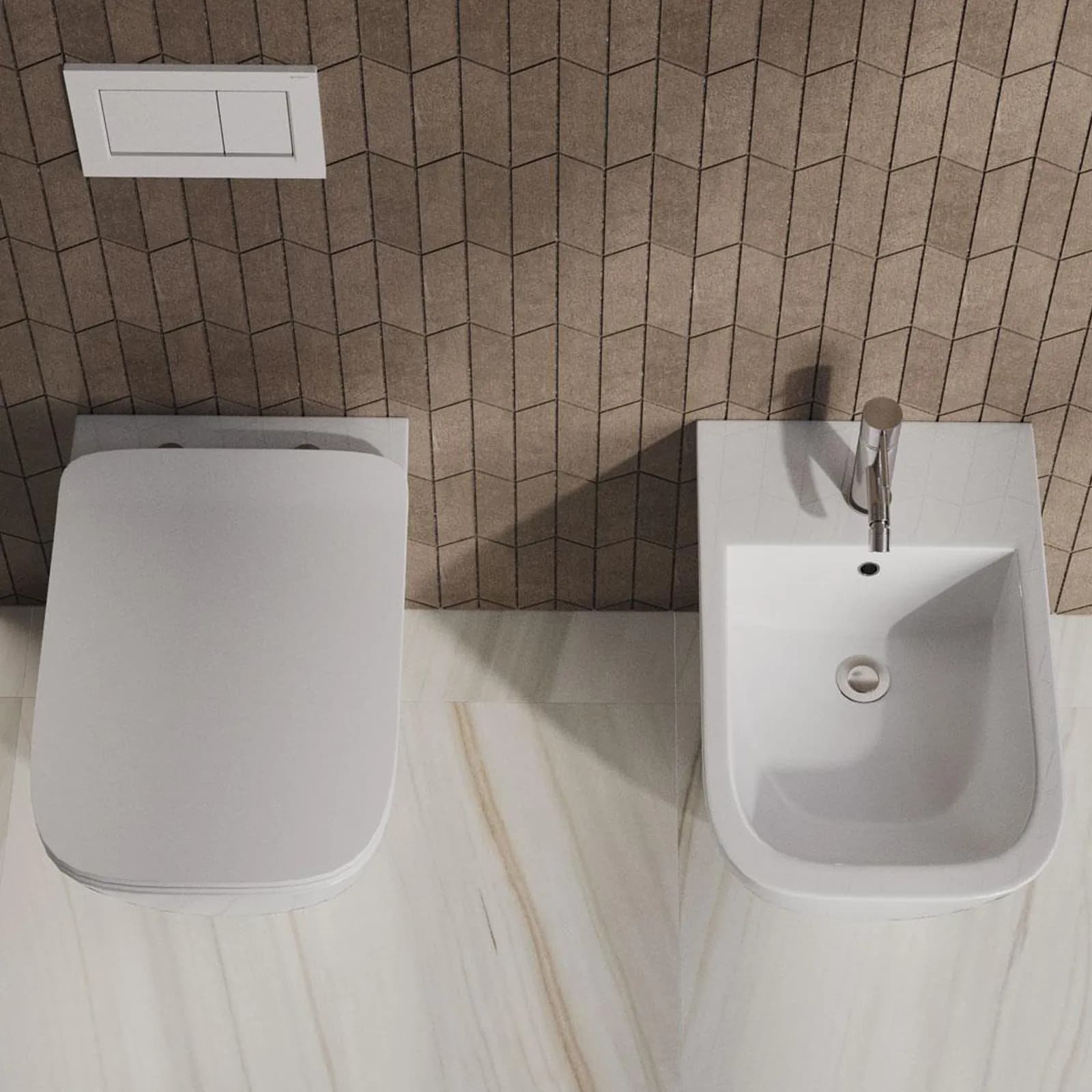 Sanitari filomuro rimless con sedile softclose e sgancio rapido - Turtle