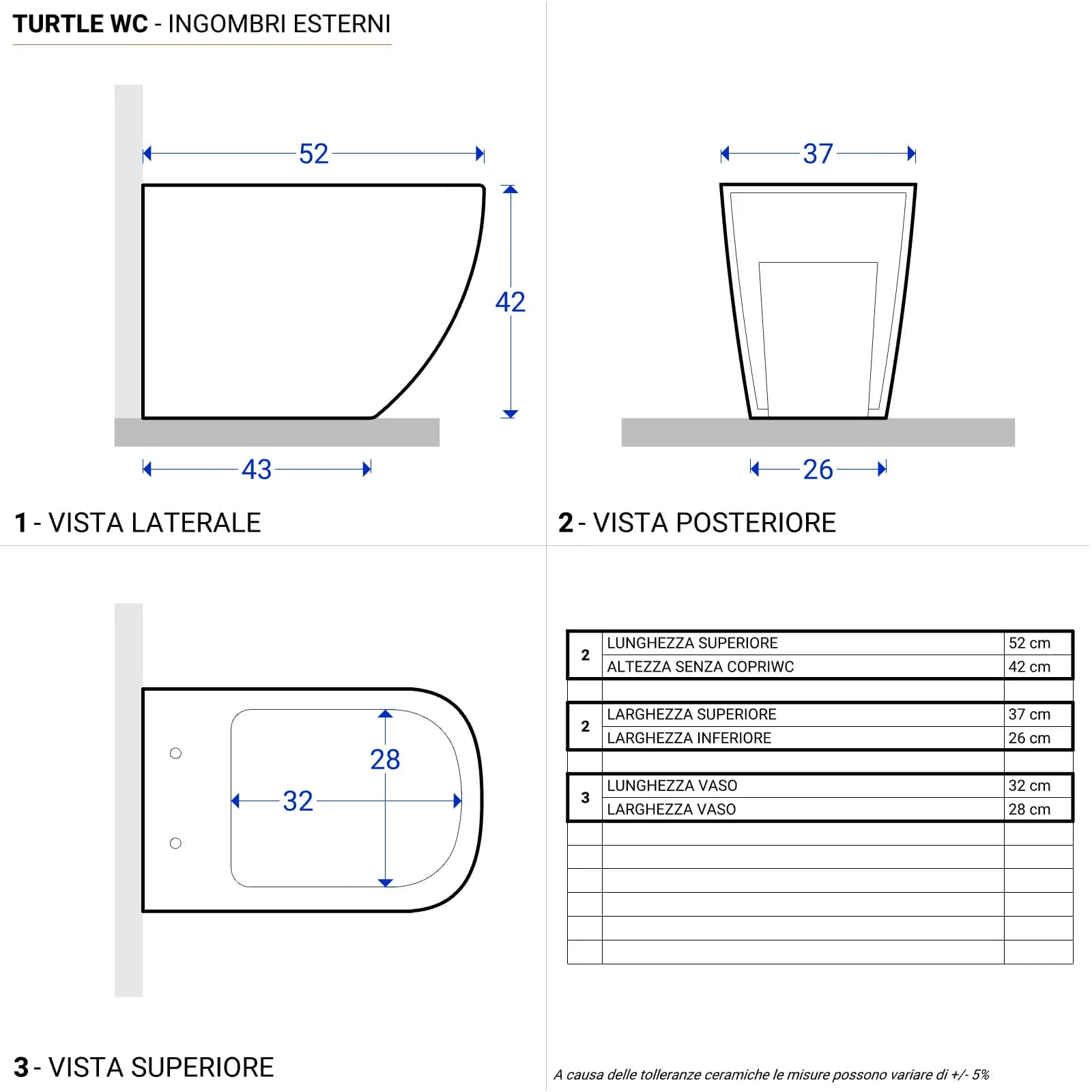 Sanitari filomuro rimless con sedile softclose e sgancio rapido - Turtle