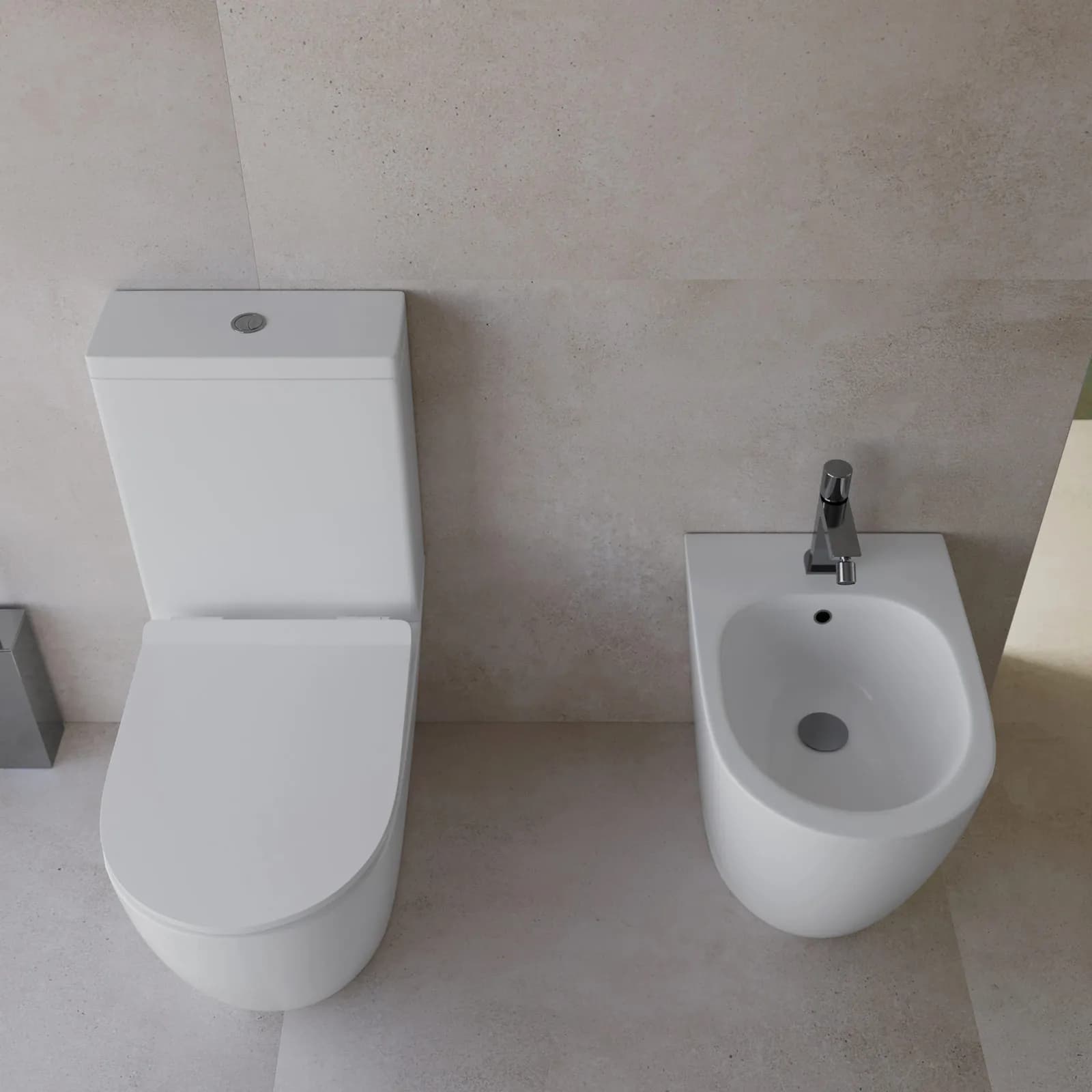 Sanitari filomuro vaso monoblocco sedile SoftClose ceramica bianco lucido - Nadir