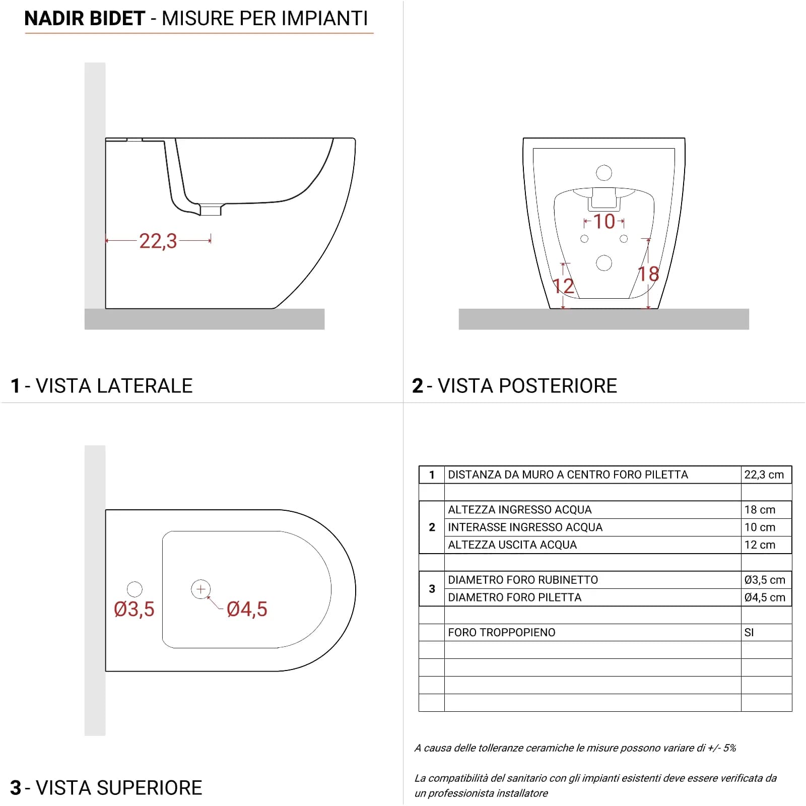 Sanitari filomuro vaso monoblocco sedile SoftClose ceramica bianco lucido - Nadir