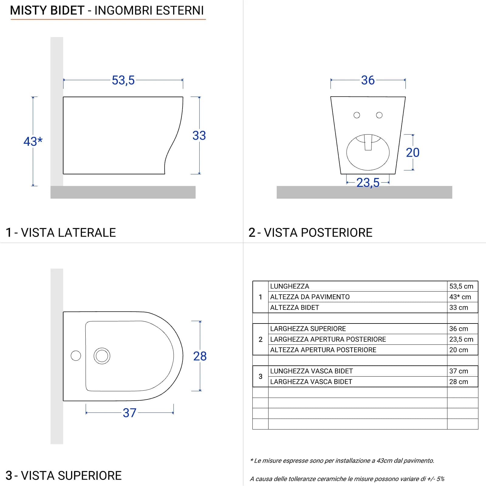 Sanitari sospesi con scarico a vortice in ceramica con copriwc nero opaco - Misty