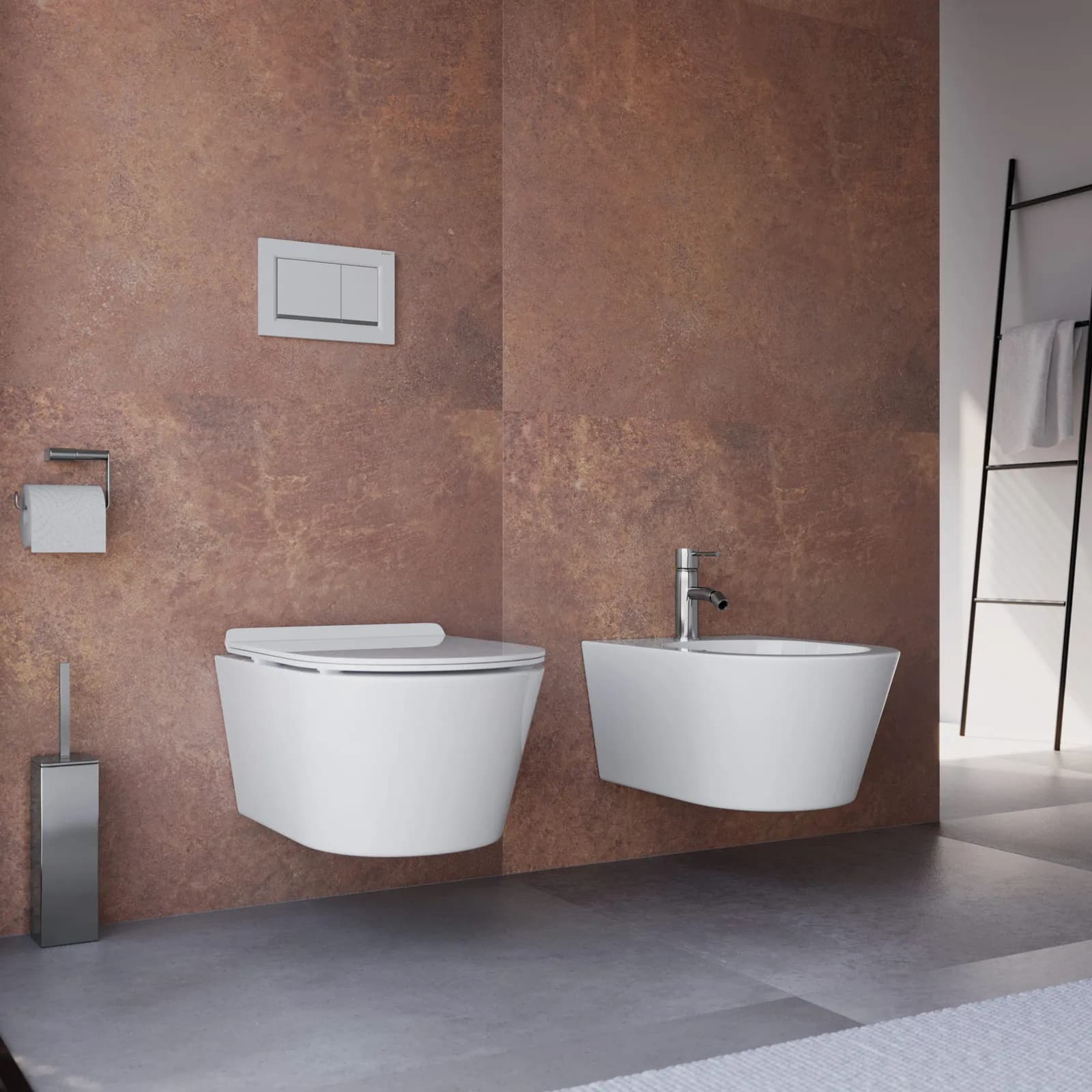 Sanitari sospesi con sedile softclose a sgancio rapido con vaso rimless Love