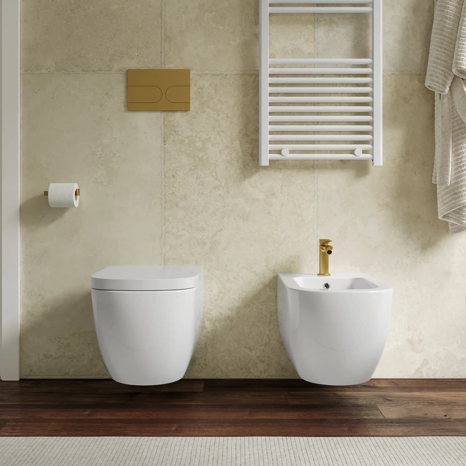 Sanitari sospesi con sedile softclose bianco lucido - Civita di Sanitosco