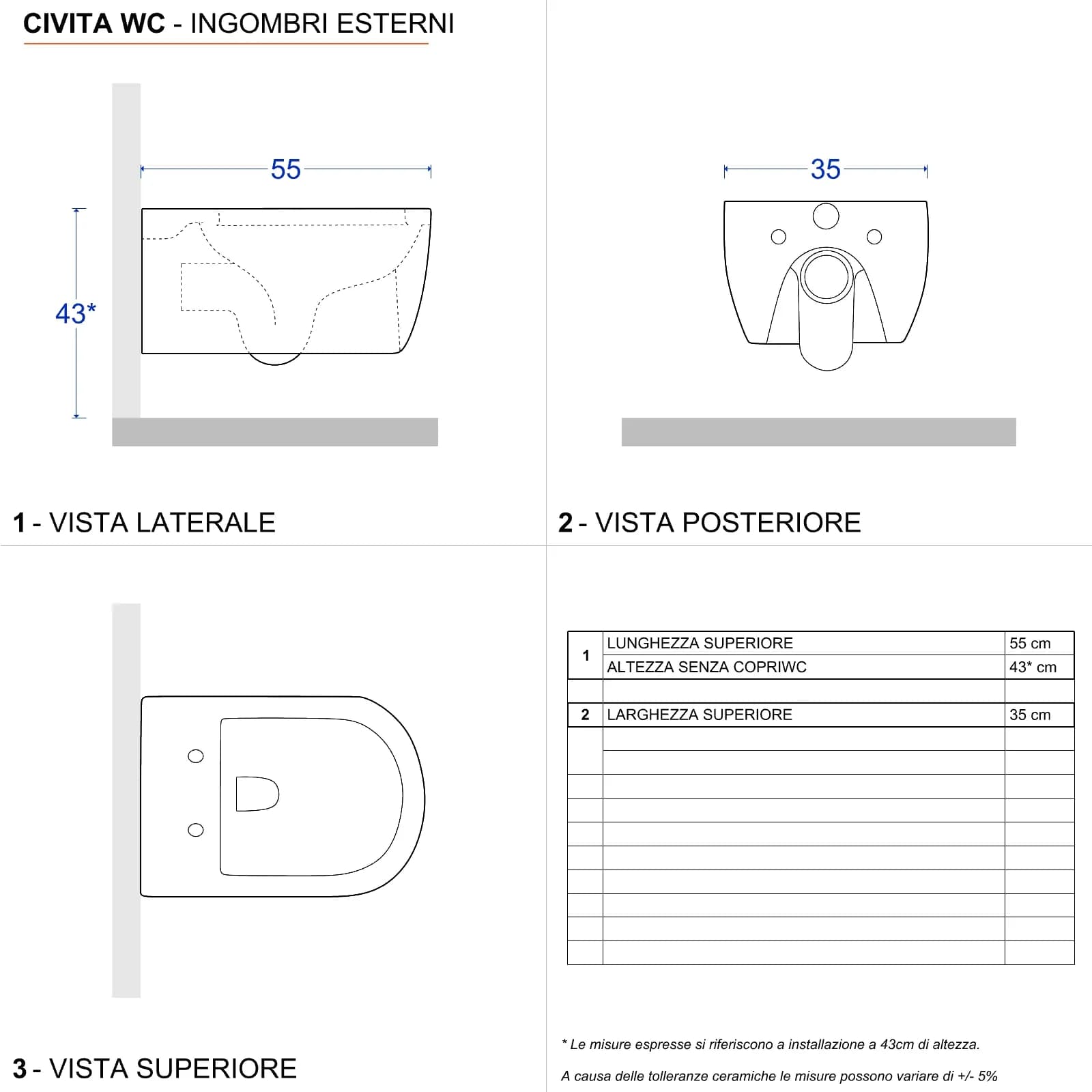 Sanitari sospesi con sedile softclose bianco lucido - Civita di Sanitosco