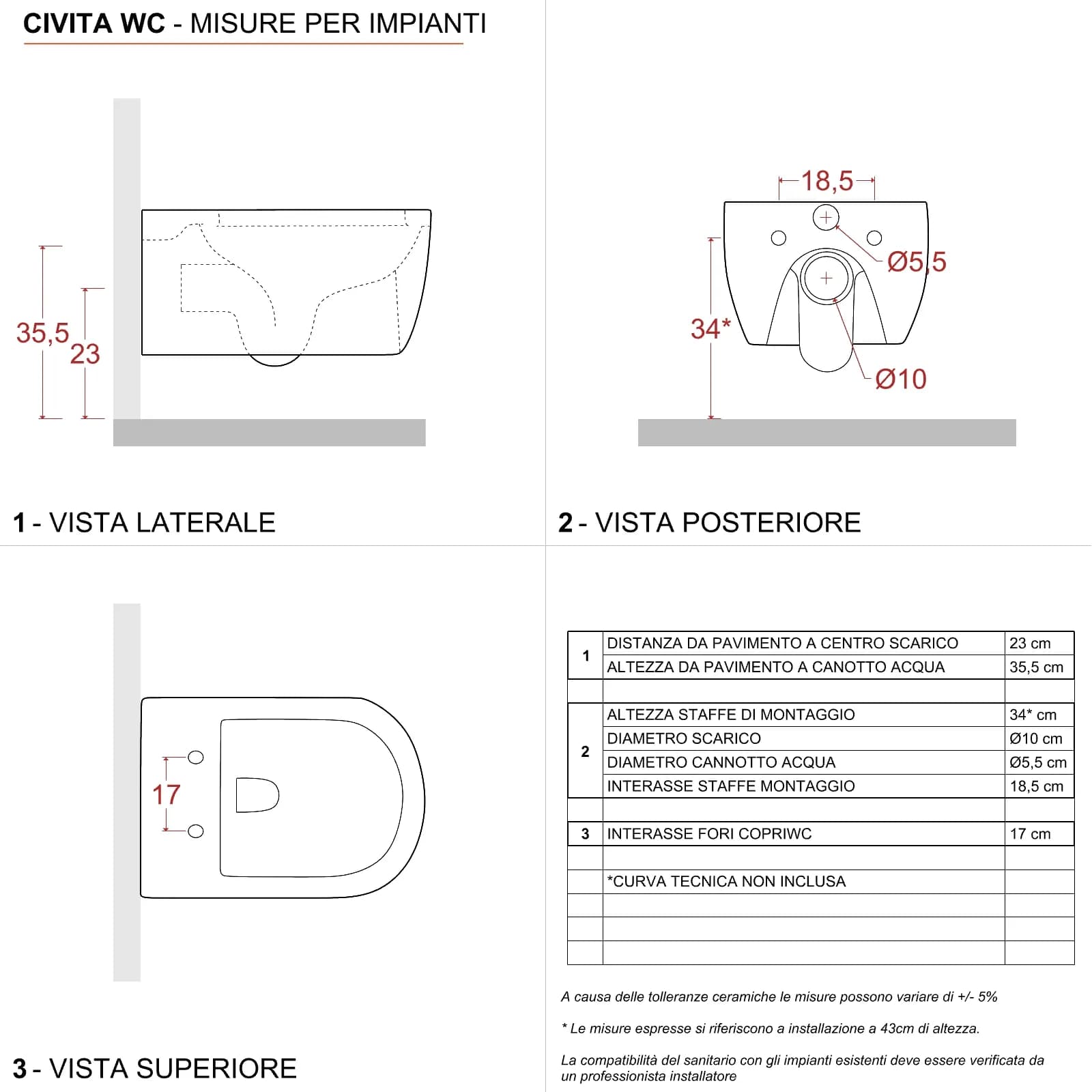 Sanitari sospesi con sedile softclose bianco lucido - Civita di Sanitosco