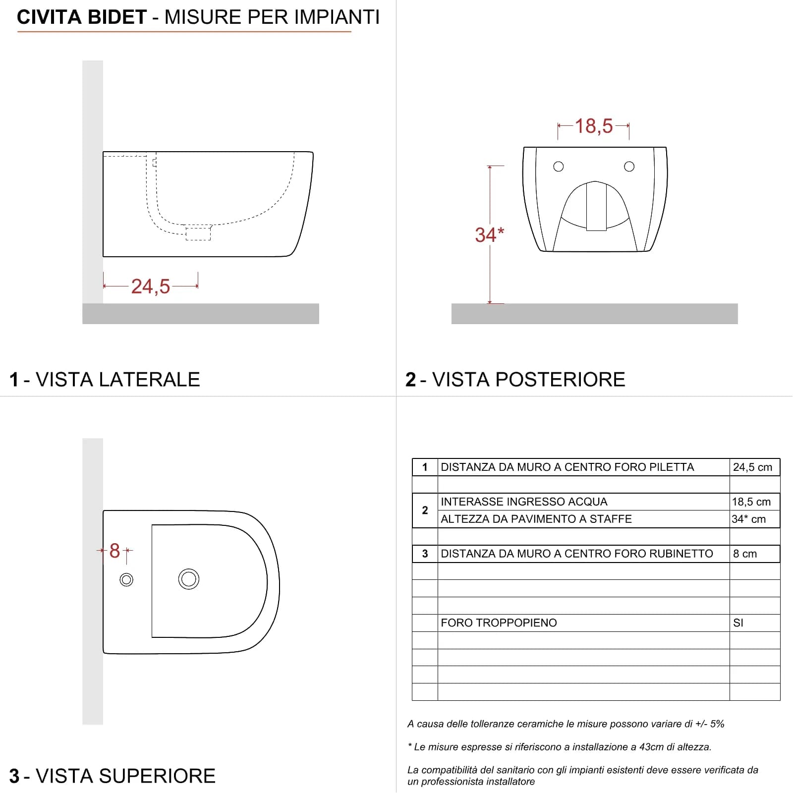 Sanitari sospesi con sedile softclose bianco lucido - Civita di Sanitosco