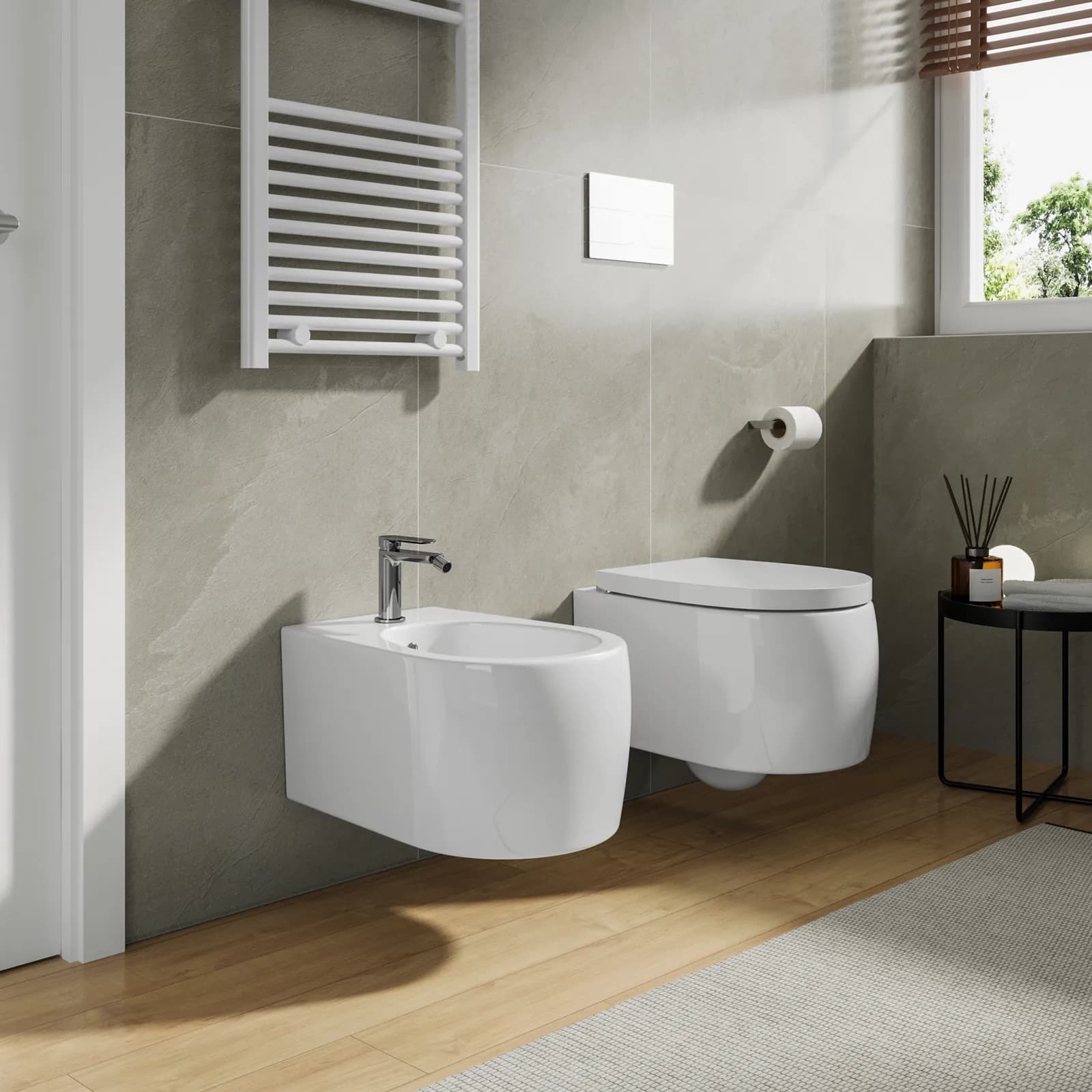 Sanitari sospesi con sedile softclose bianco lucido - Latina di Sanitosco