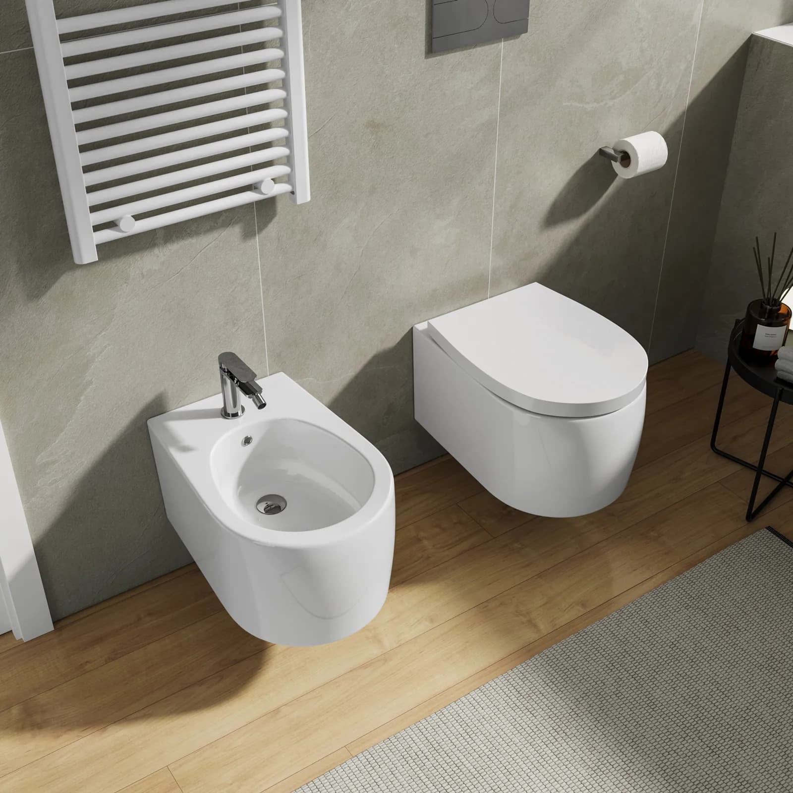 Sanitari sospesi con sedile softclose bianco lucido - Latina di Sanitosco