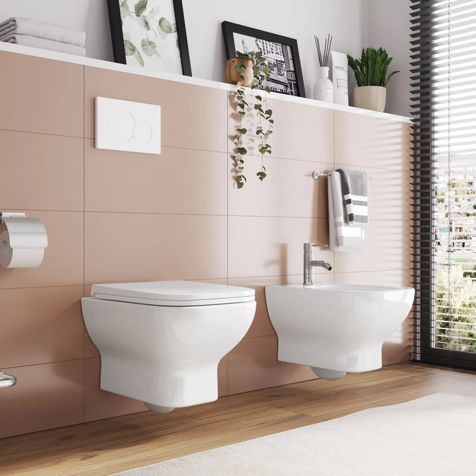 Sanitari sospesi e sedile softclose bianco - Malen