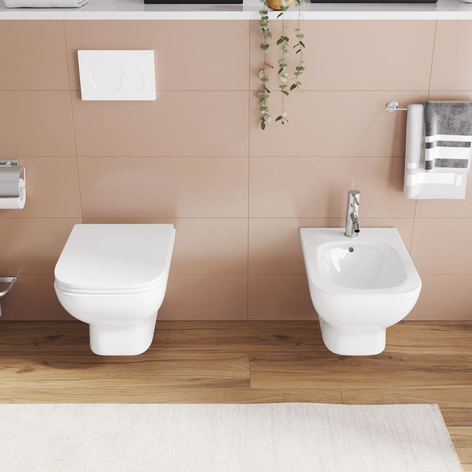 Sanitari sospesi e sedile softclose bianco - Malen