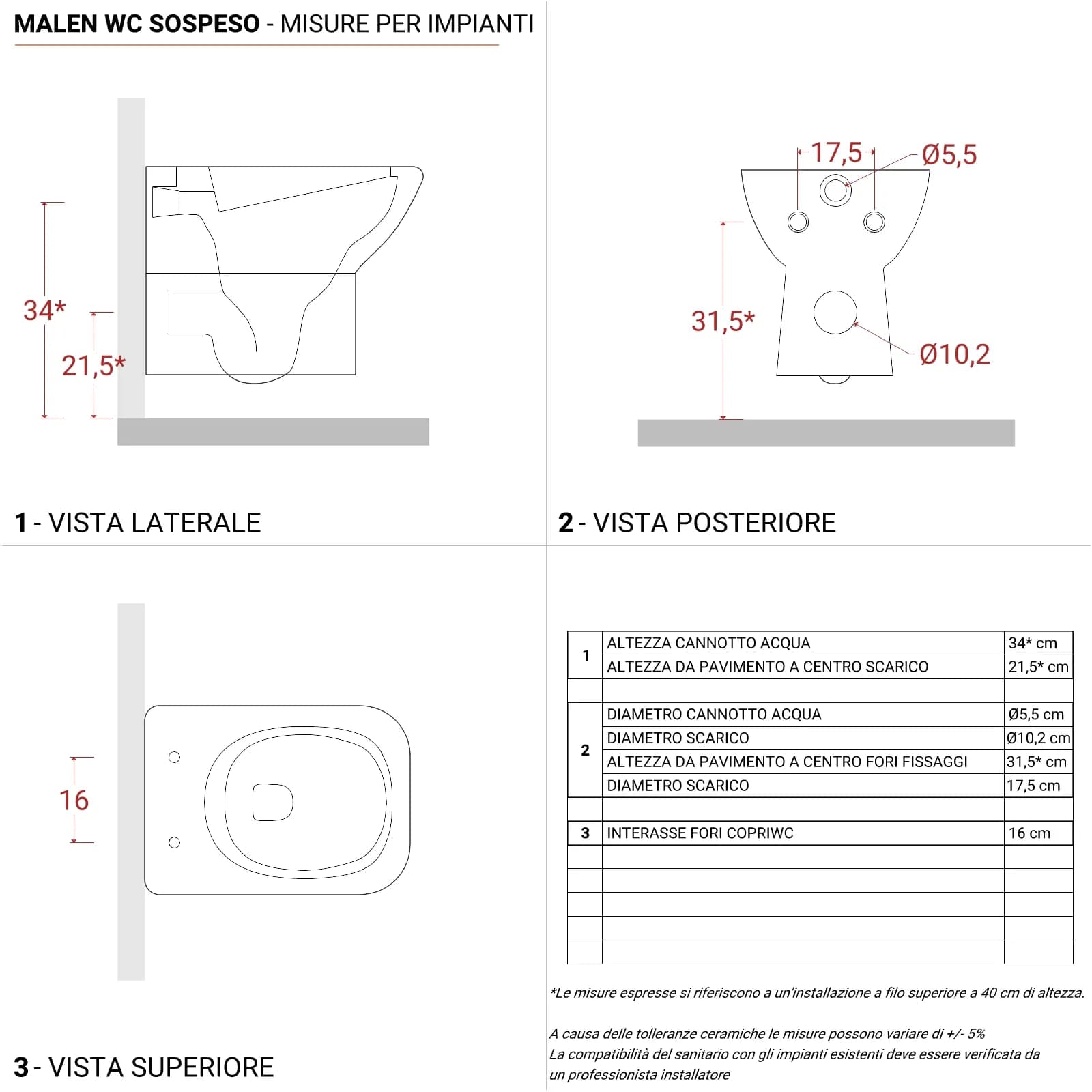 Sanitari sospesi e sedile softclose bianco - Malen