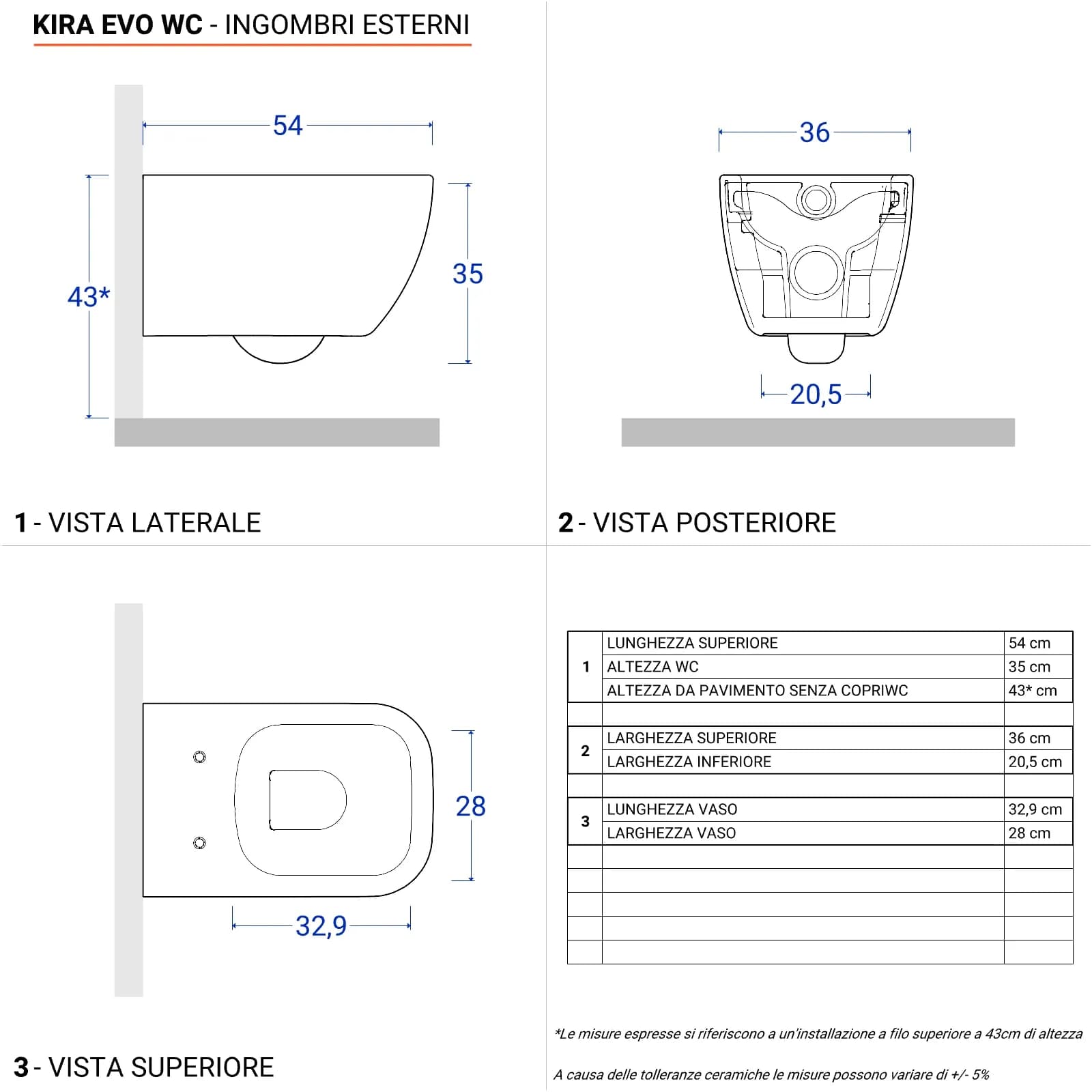 Sanitari sospesi in ceramica con sedile avvolgente soft-close bianco - Kira Evo