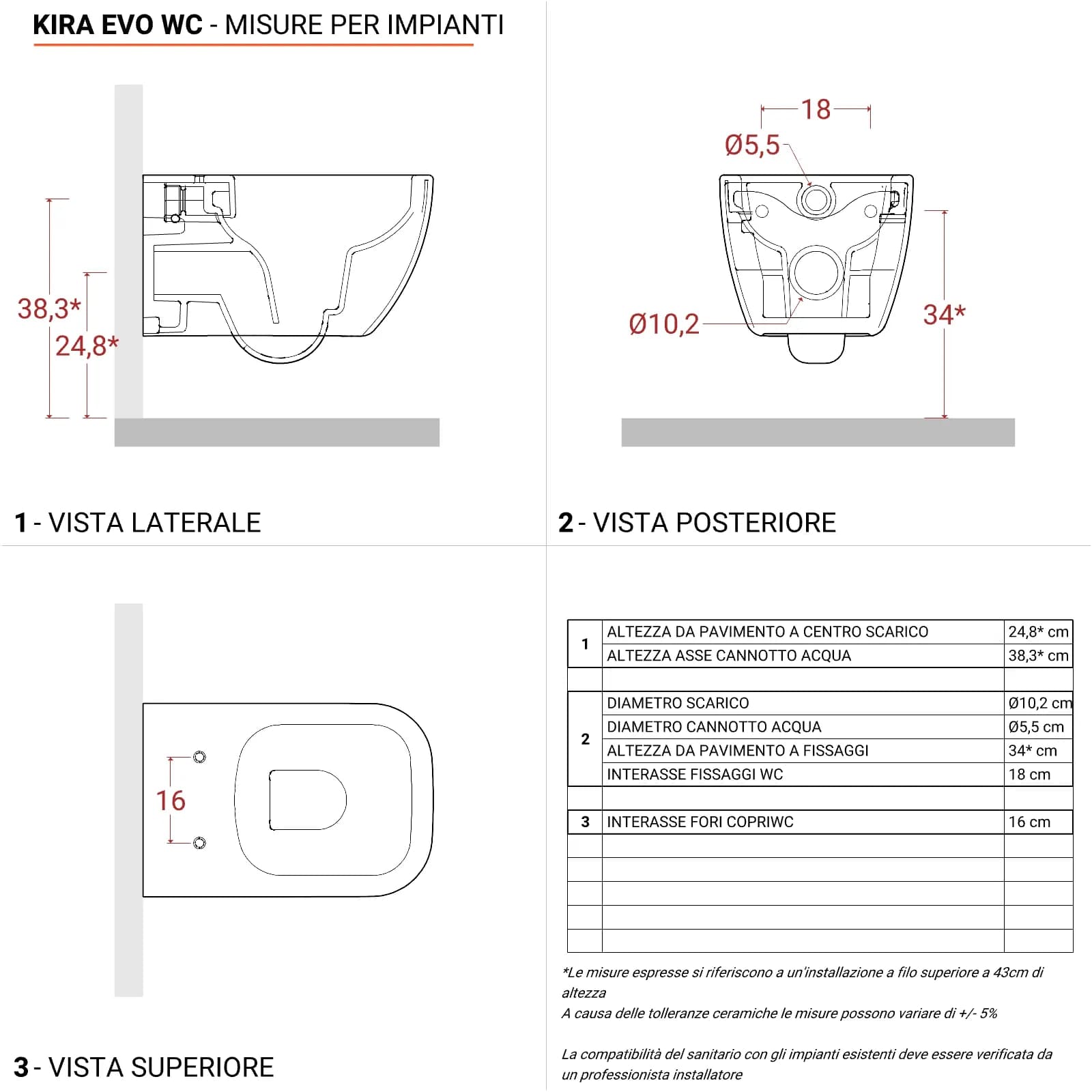 Sanitari sospesi in ceramica con sedile avvolgente soft-close bianco - Kira Evo