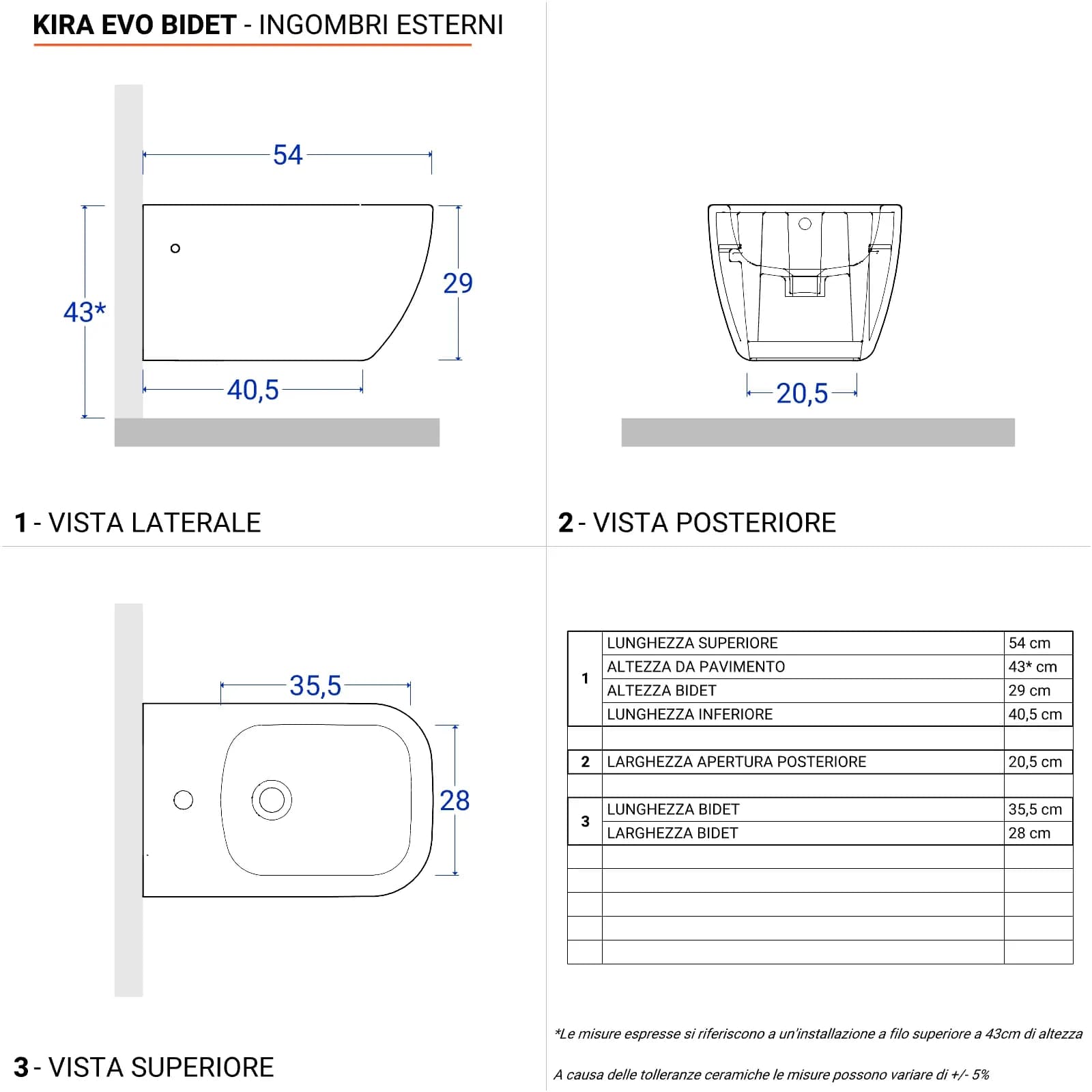 Sanitari sospesi in ceramica con sedile avvolgente soft-close bianco - Kira Evo