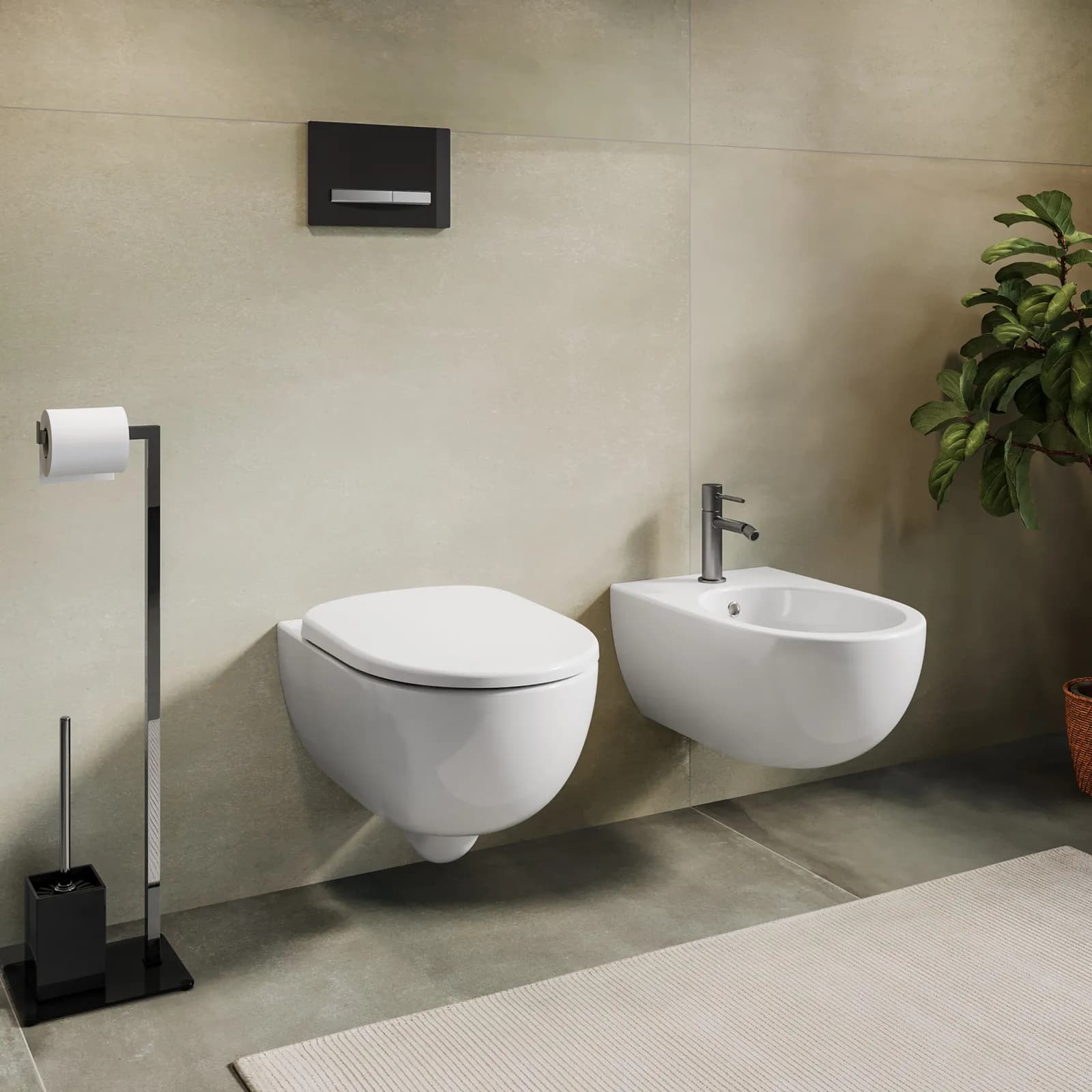Sanitari sospesi in ceramica con sedile bianco Serie Selnova Premium - Geberit