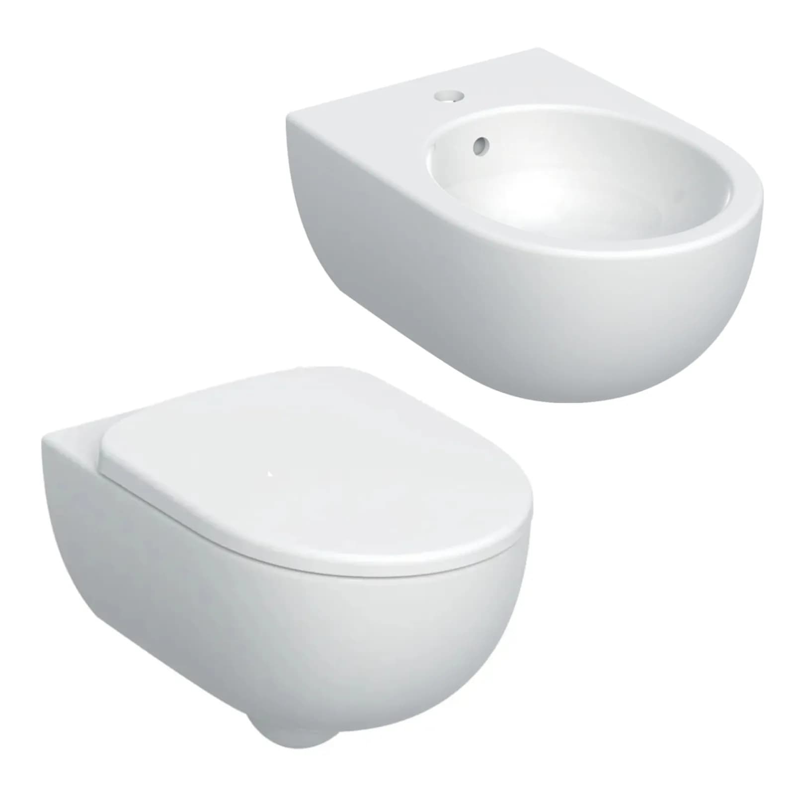 Sanitari sospesi in ceramica con sedile bianco Serie Selnova Premium - Geberit