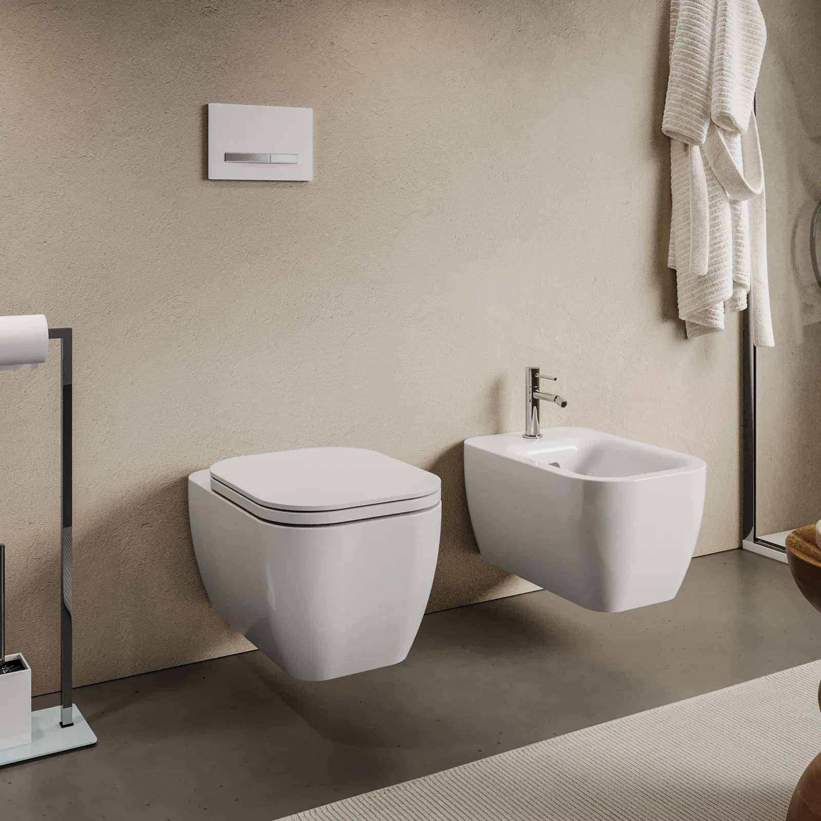 Sanitari sospesi in ceramica rimless con sedile copriwc SoftClose- Henges