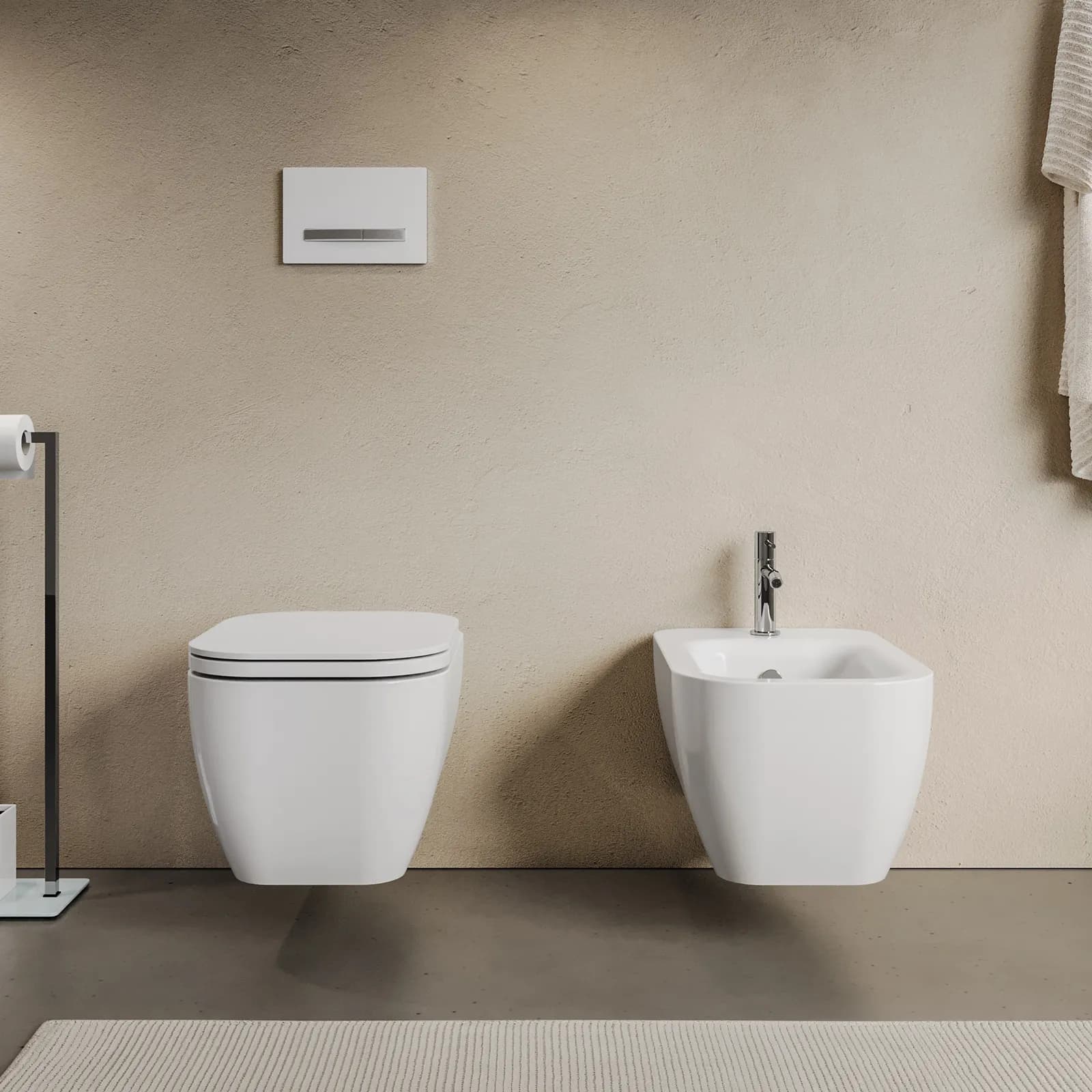 Sanitari sospesi in ceramica rimless con sedile copriwc SoftClose- Henges