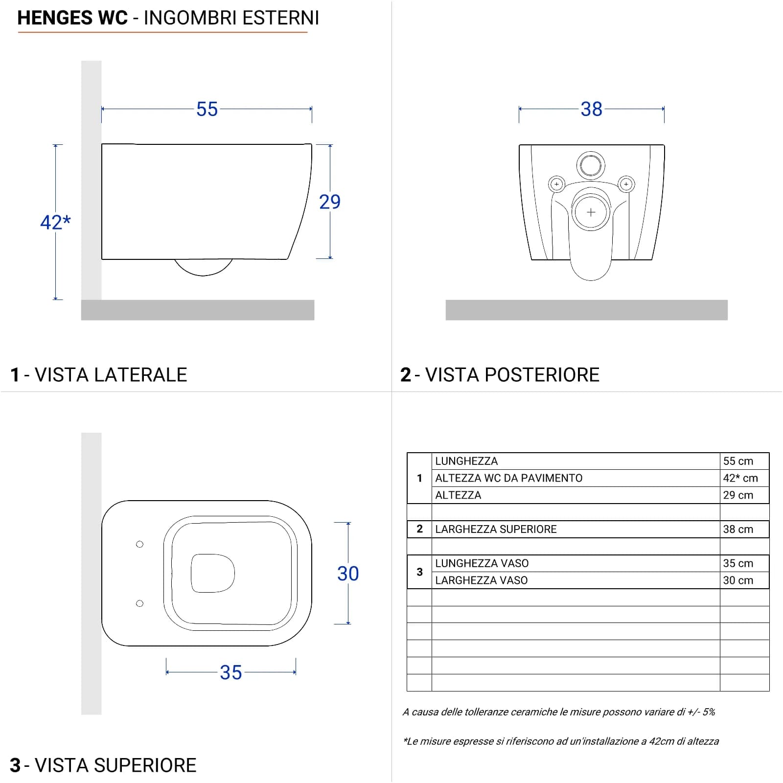 Sanitari sospesi in ceramica rimless con sedile copriwc SoftClose- Henges