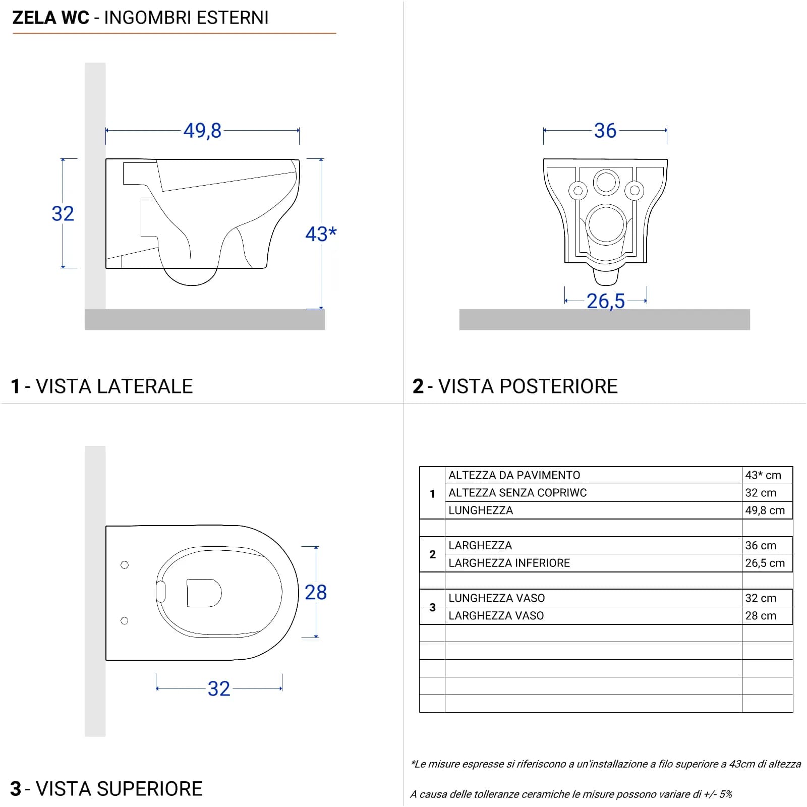 Sanitari sospesi in ceramica senza brida con sedile softclose - Zela