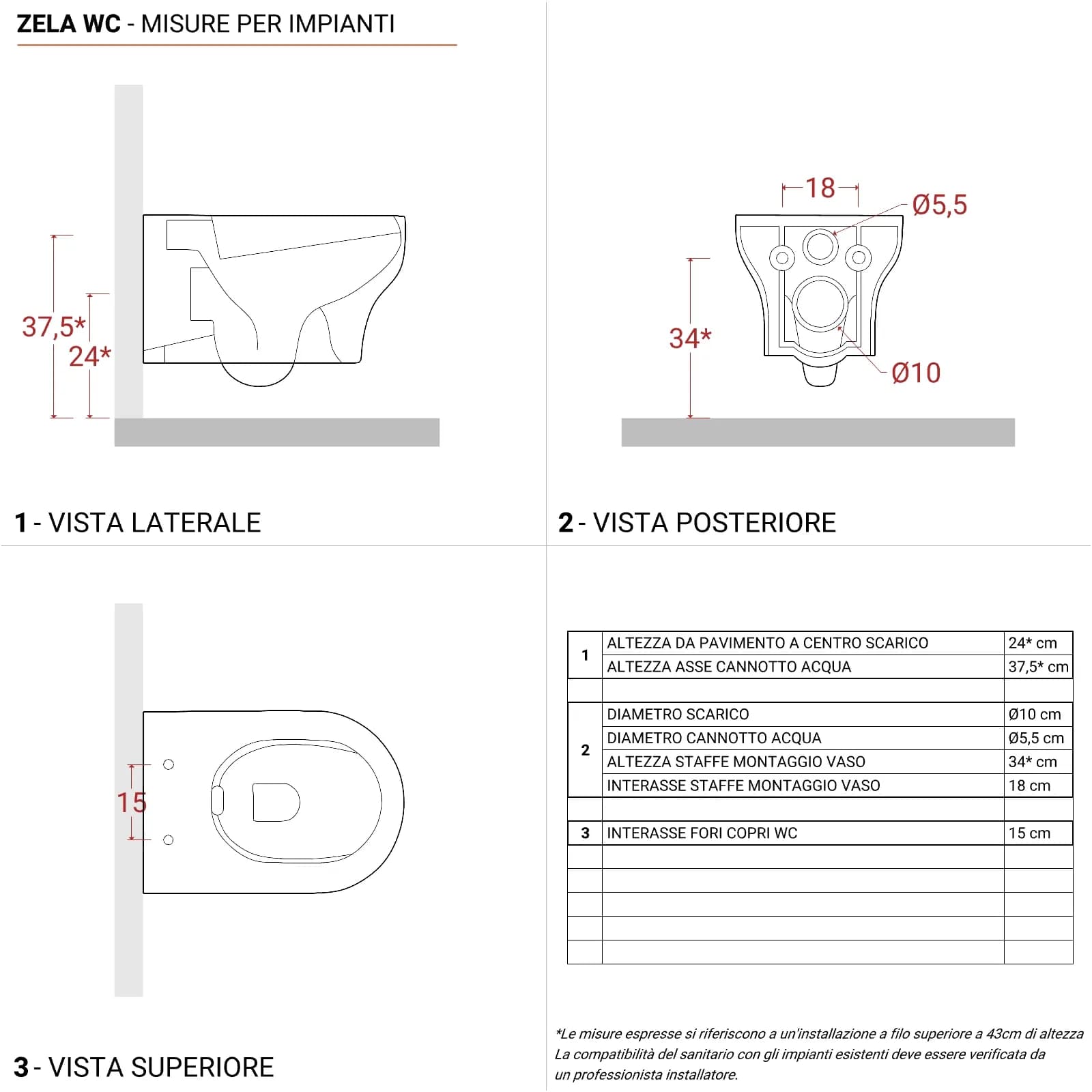 Sanitari sospesi in ceramica senza brida con sedile softclose - Zela