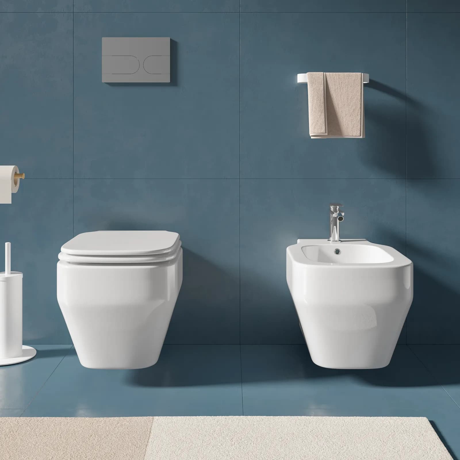 Sanitari sospesi in ceramica serie GLAZE di Azzurra con sedile copri wc chiusura rallentata softclose