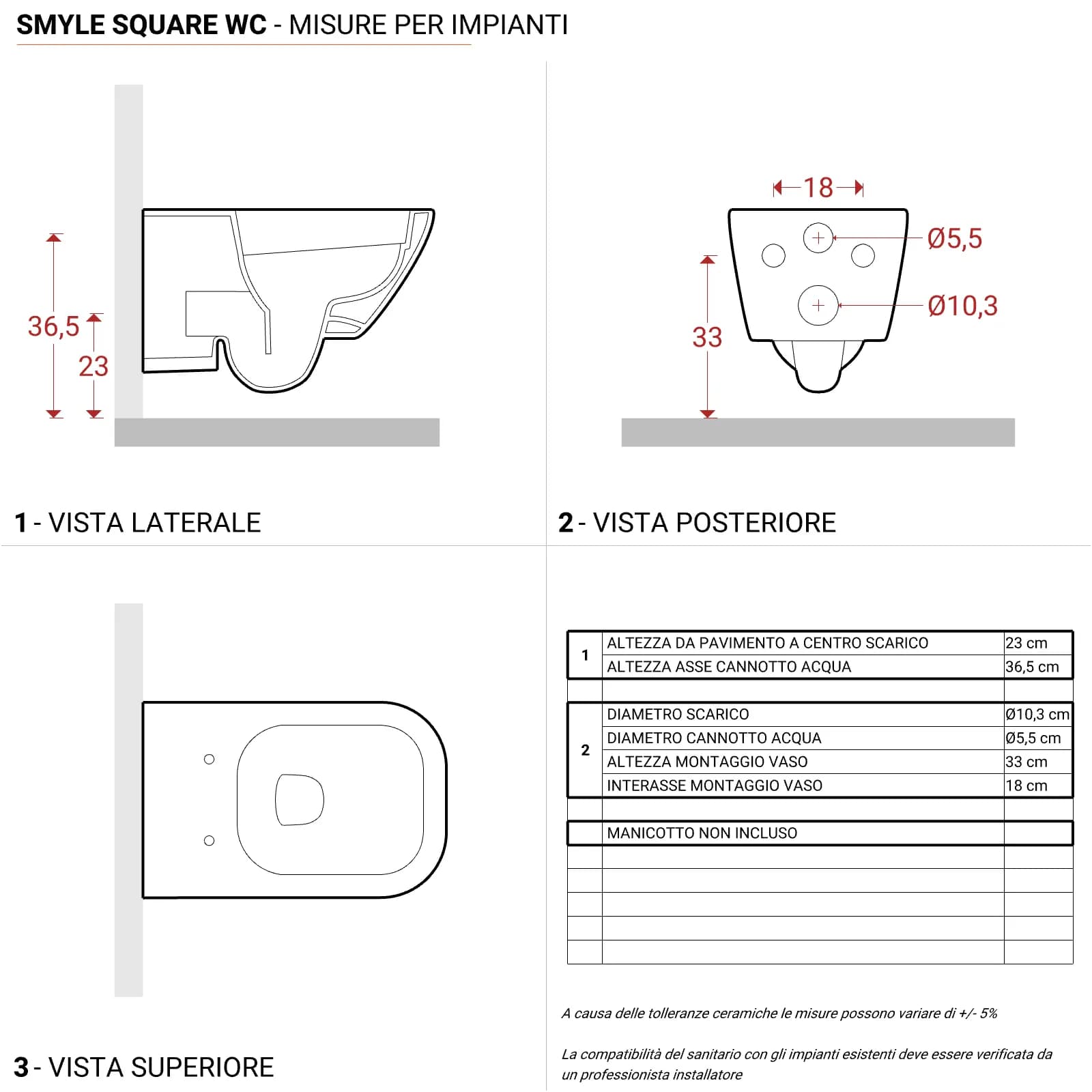 Sanitari sospesi rimfree sedile Soft Close Serie Smyle Square - Geberit