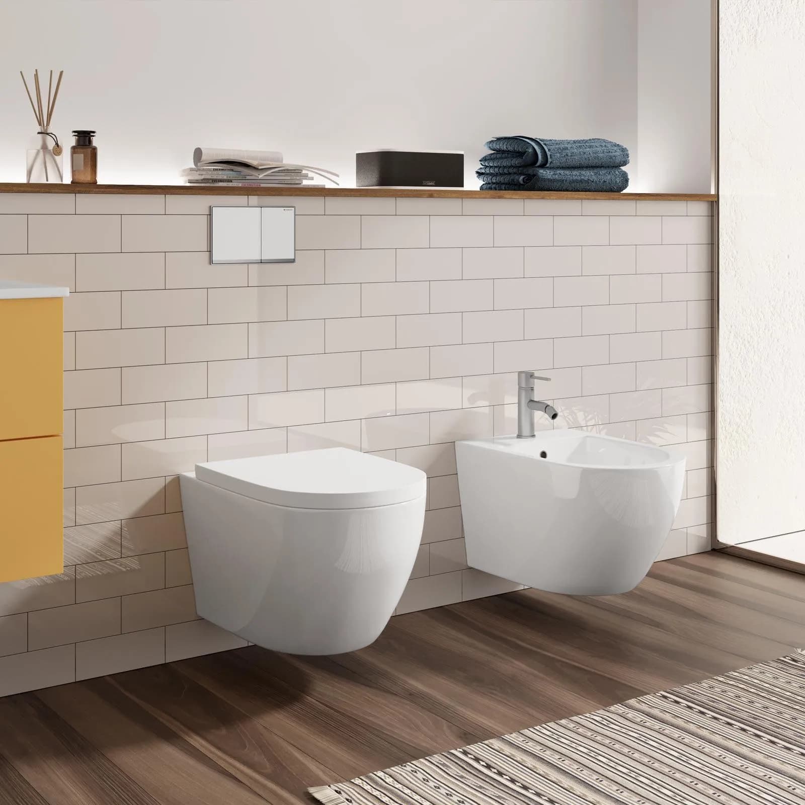 Sanitari sospesi rimless ceramica Volga risciacquo integrale con copriwc softclose