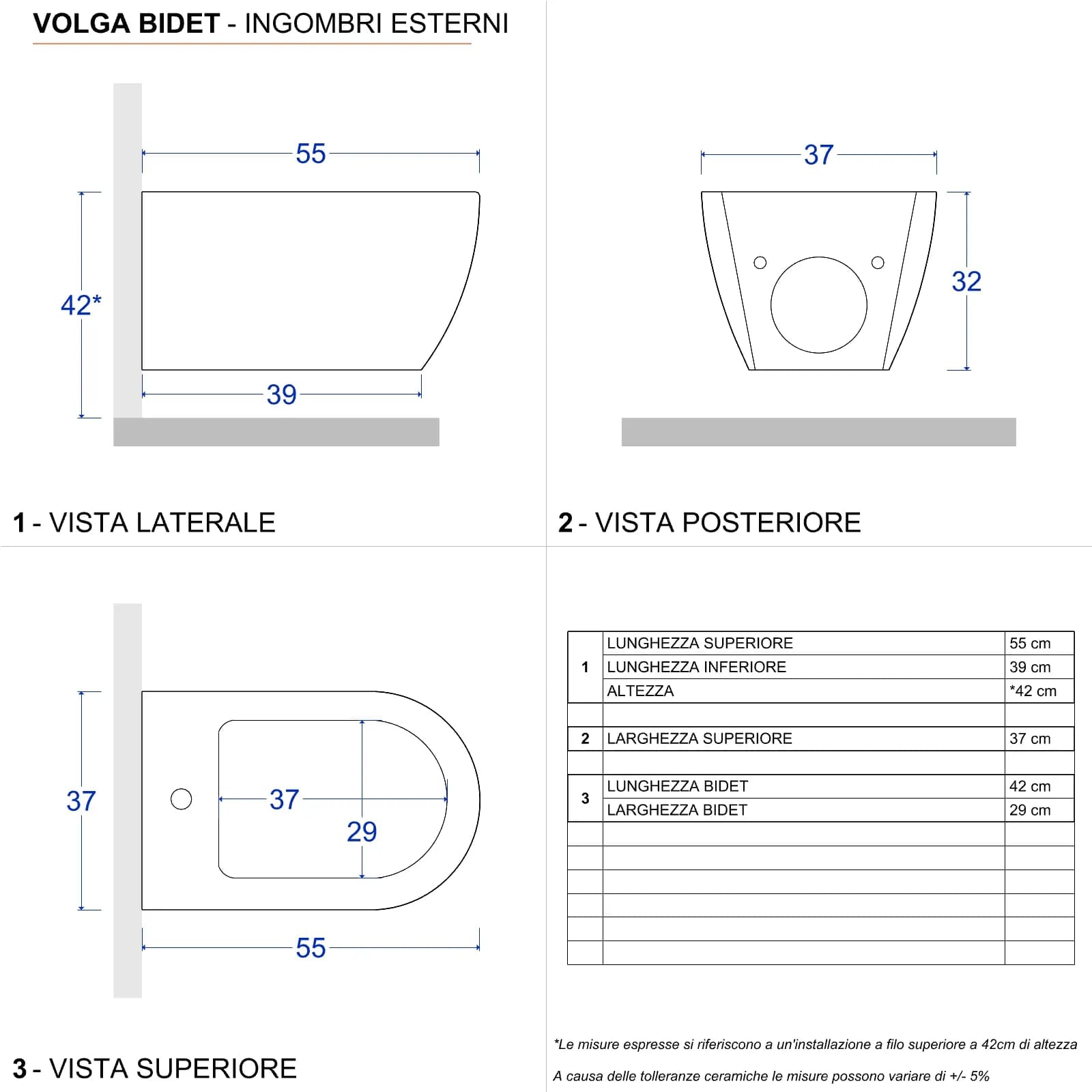 Sanitari sospesi rimless ceramica Volga risciacquo integrale con copriwc softclose