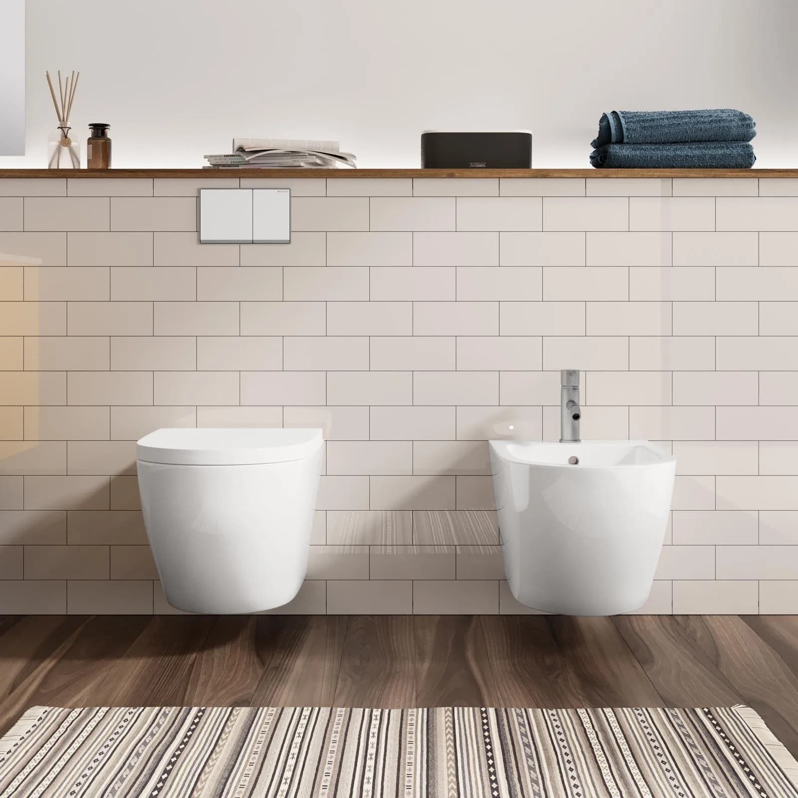 Sanitari sospesi rimless ceramica Volga risciacquo integrale con copriwc softclose