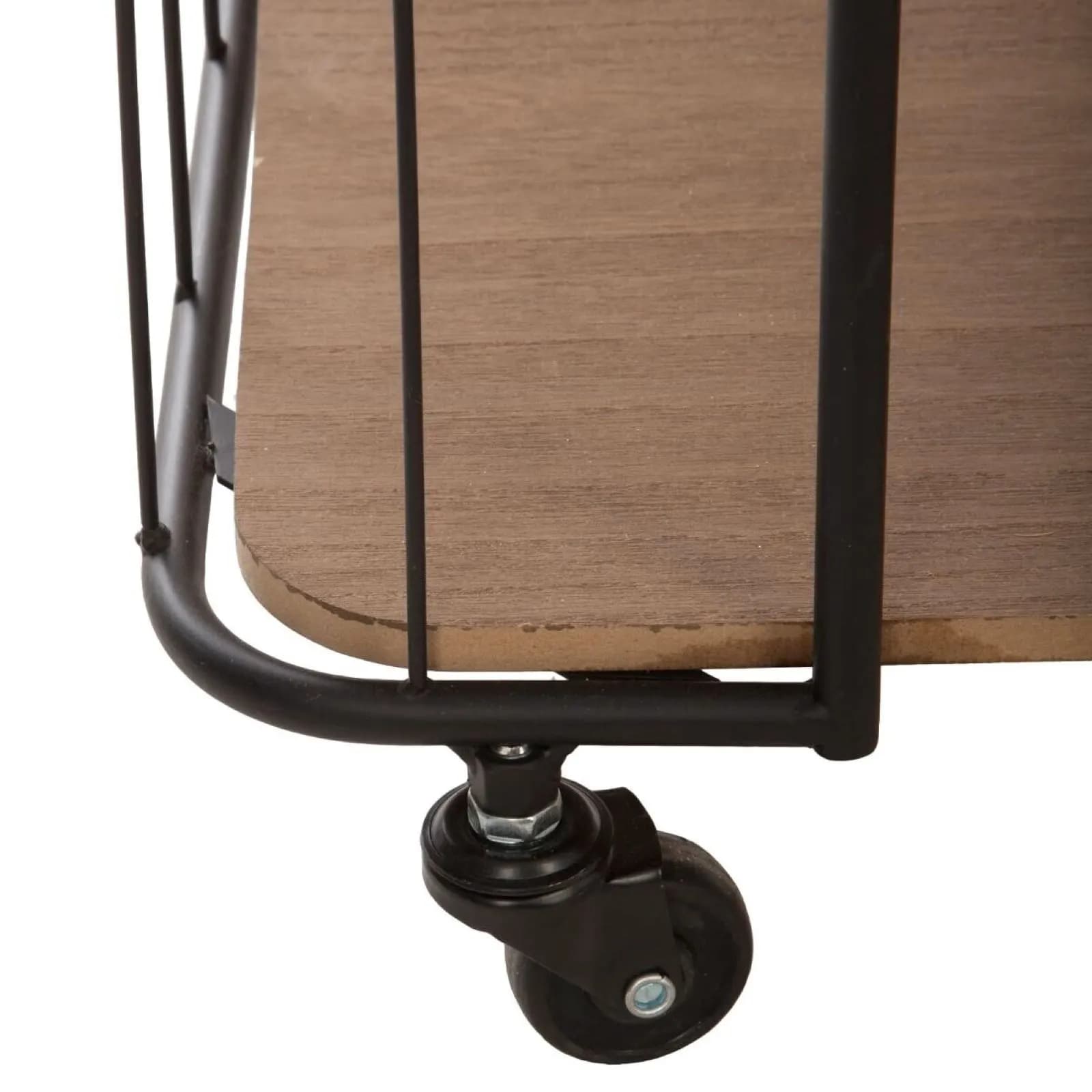 Carrello da cucina 71x98h cm in metallo nero con 4 ripiani in legno naturale