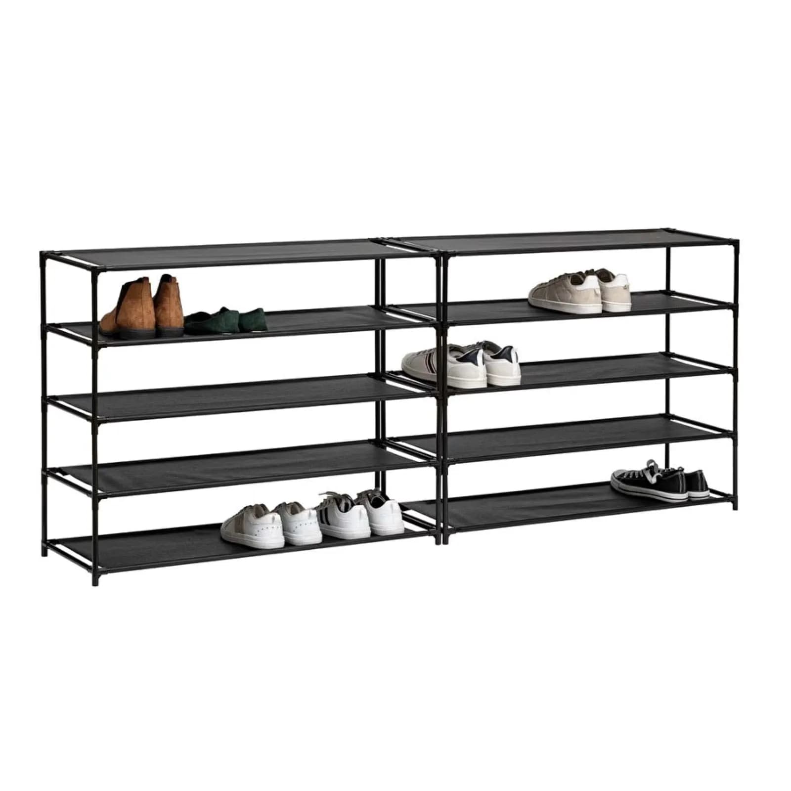 Scaffale portascarpe 160h cm reversibile con 10 ripiani in tessuto