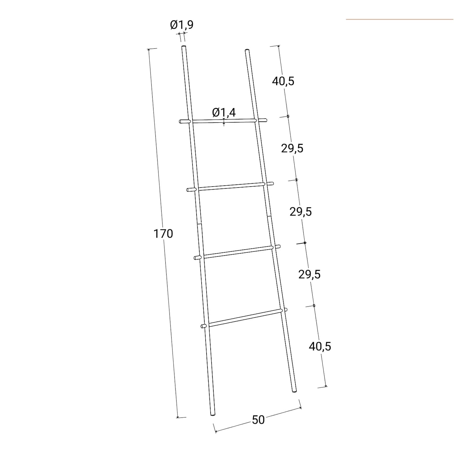 Scala porta salviette da parete 170 h cm in metallo nero e legno di pino - Mit