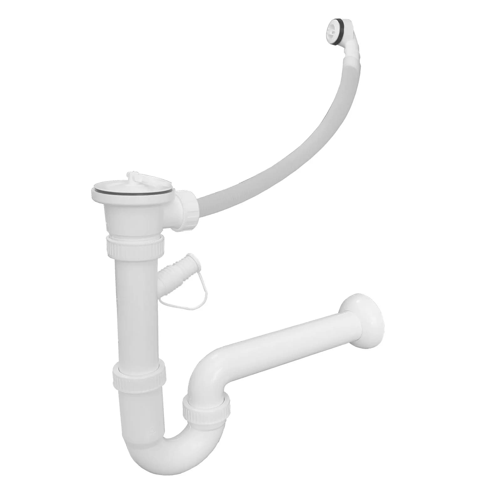 Scarico universale per lavatoio completo di sifone piletta e troppopieno in materiale plastico