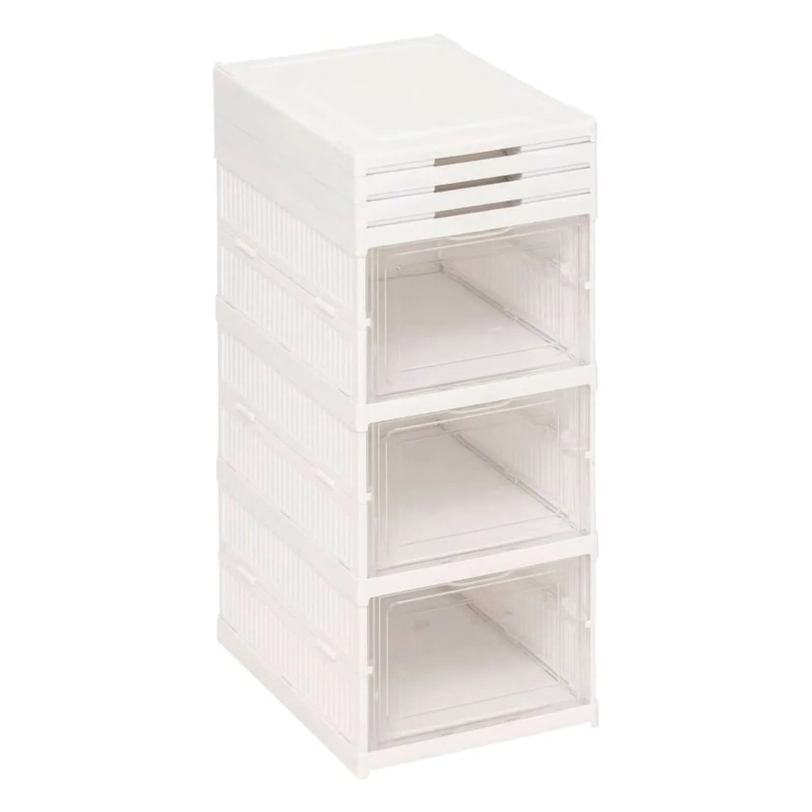 Scarpiera 26x108h cm pieghevole in polipropilene bianco con 6 vani