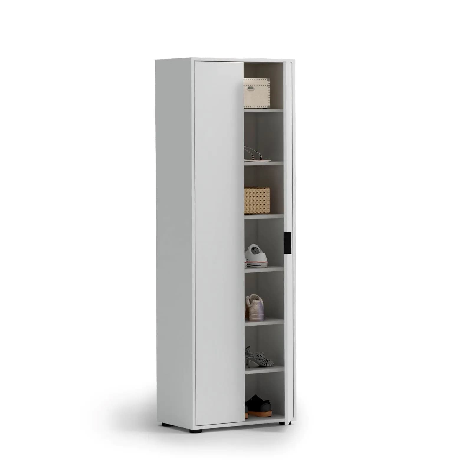 Scarpiera alta 73x180h cm bianco lucido con 2 ante - Jonas