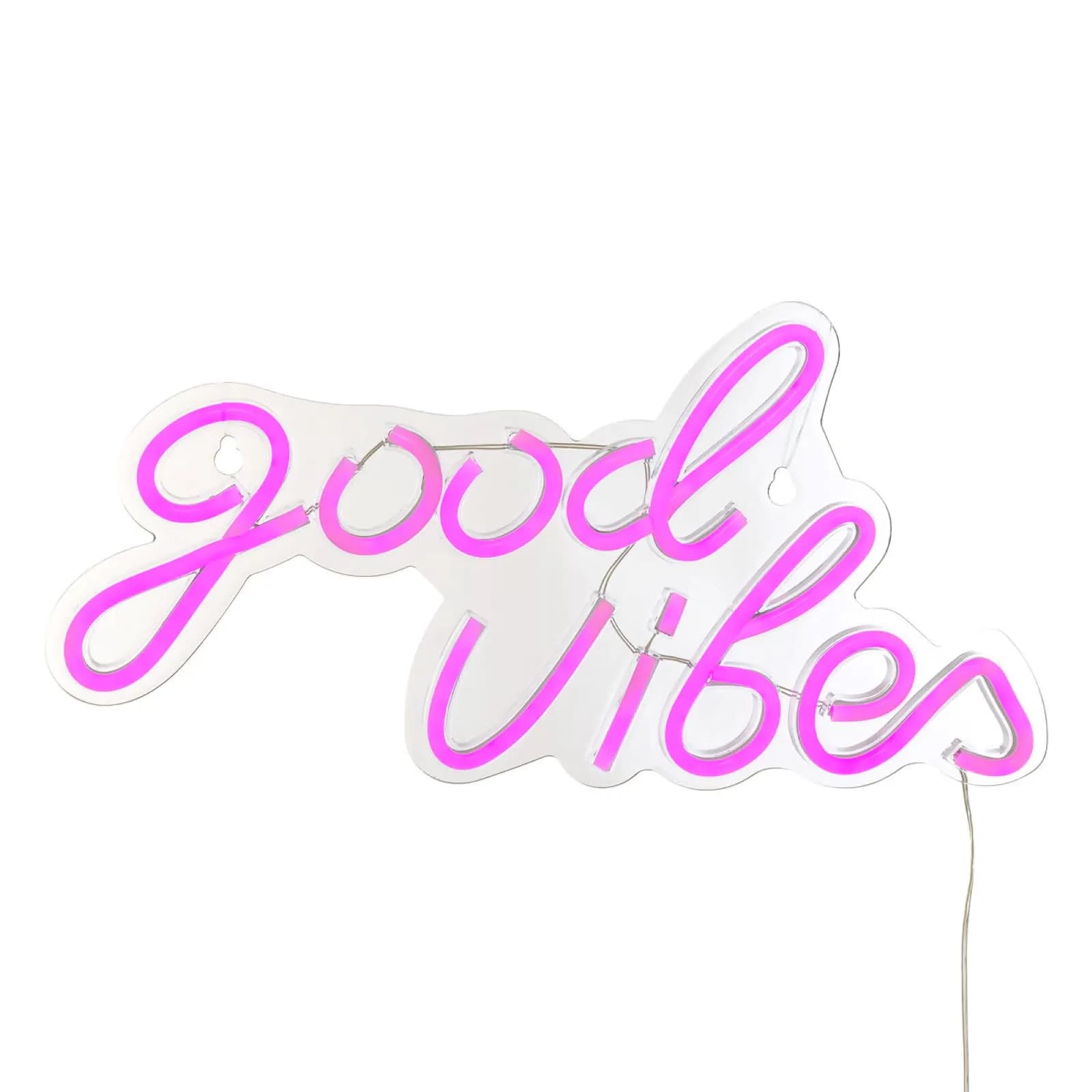 Scritta luminosa Good Vibes 41x20h cm con led rosa