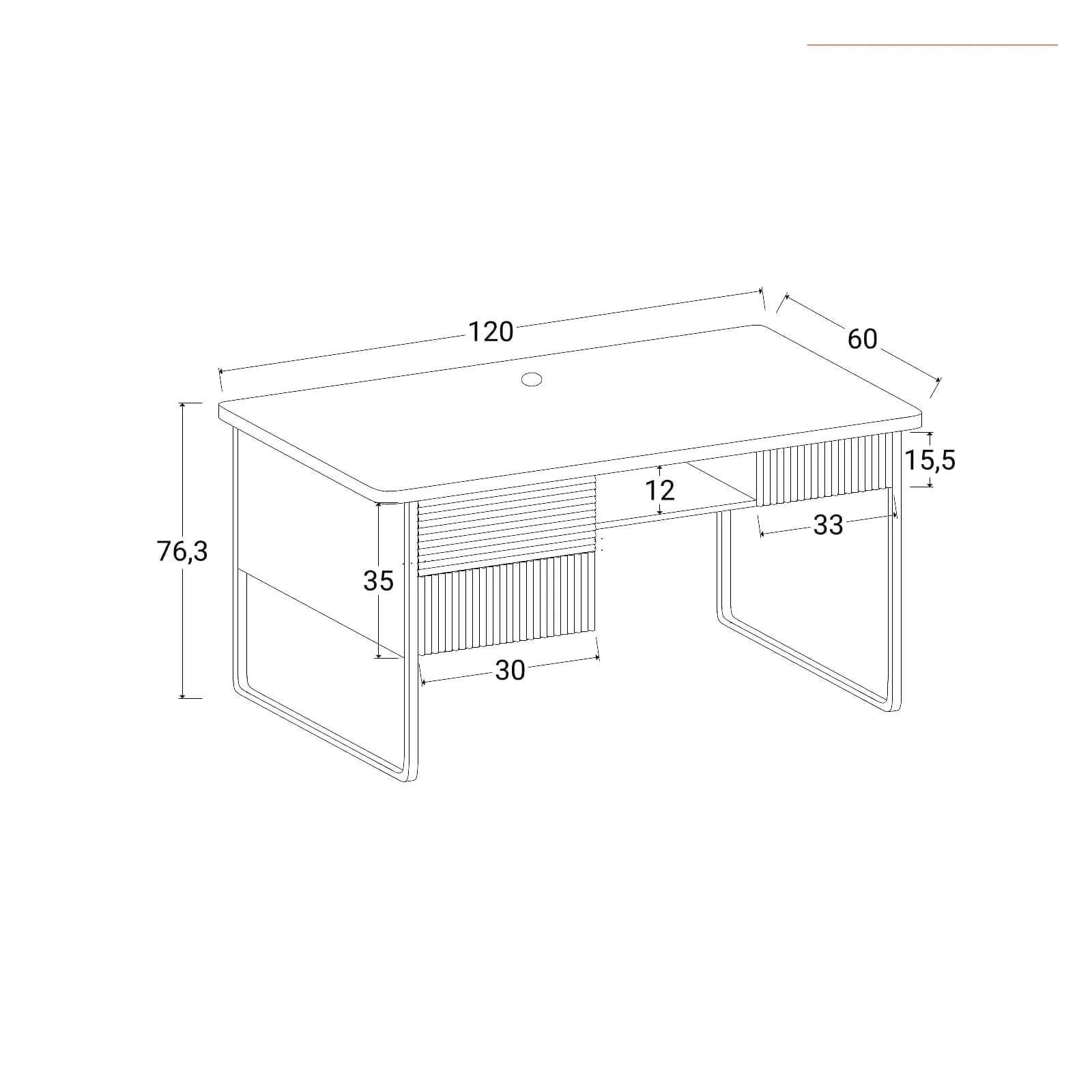 Scrivania 120x60 cm in legno noce e struttura in acciaio con anta e cassetto cannettato nero- Sven