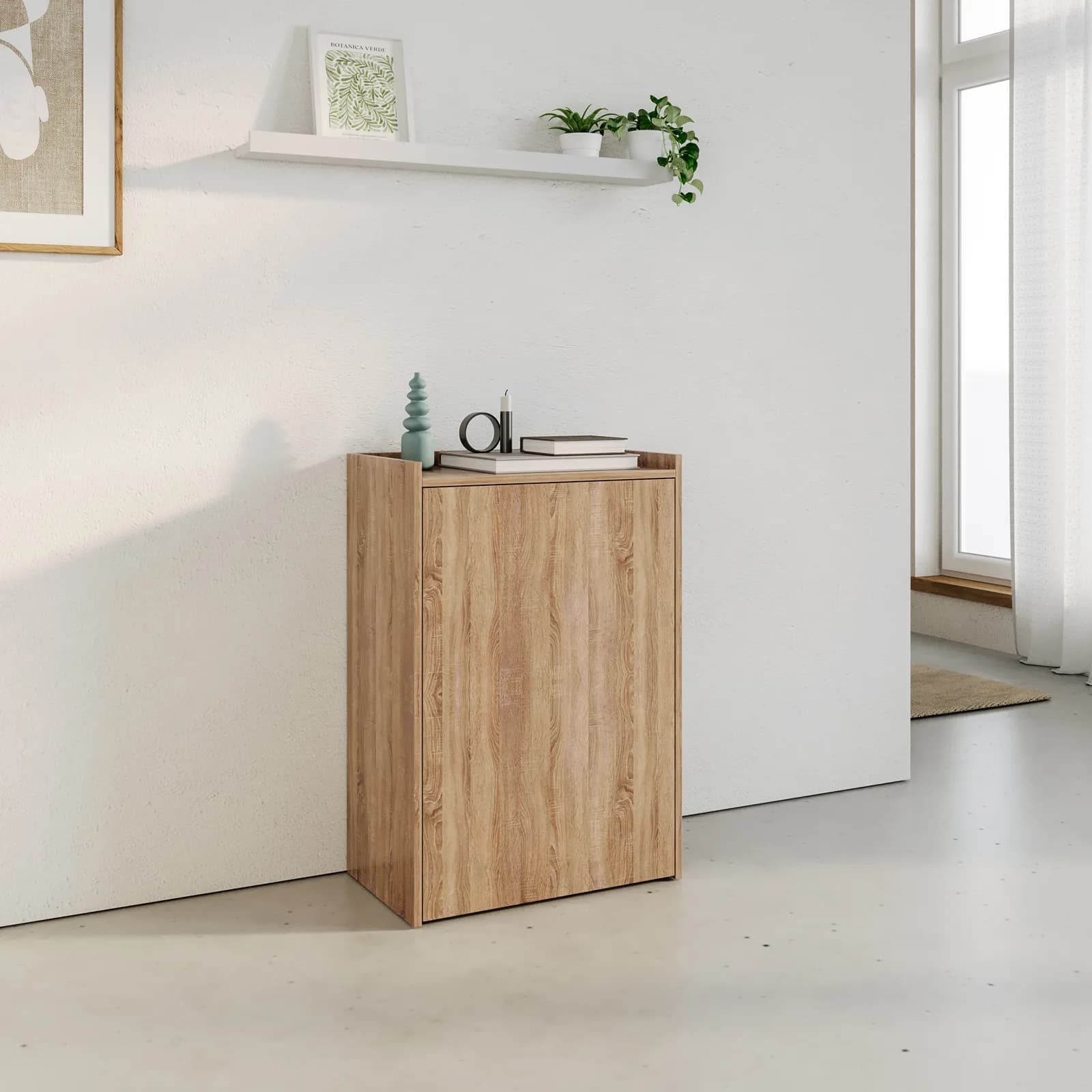Scrivania a scomparsa 102x58 cm effetto rovere selvatico e acciaio nero - Telpan